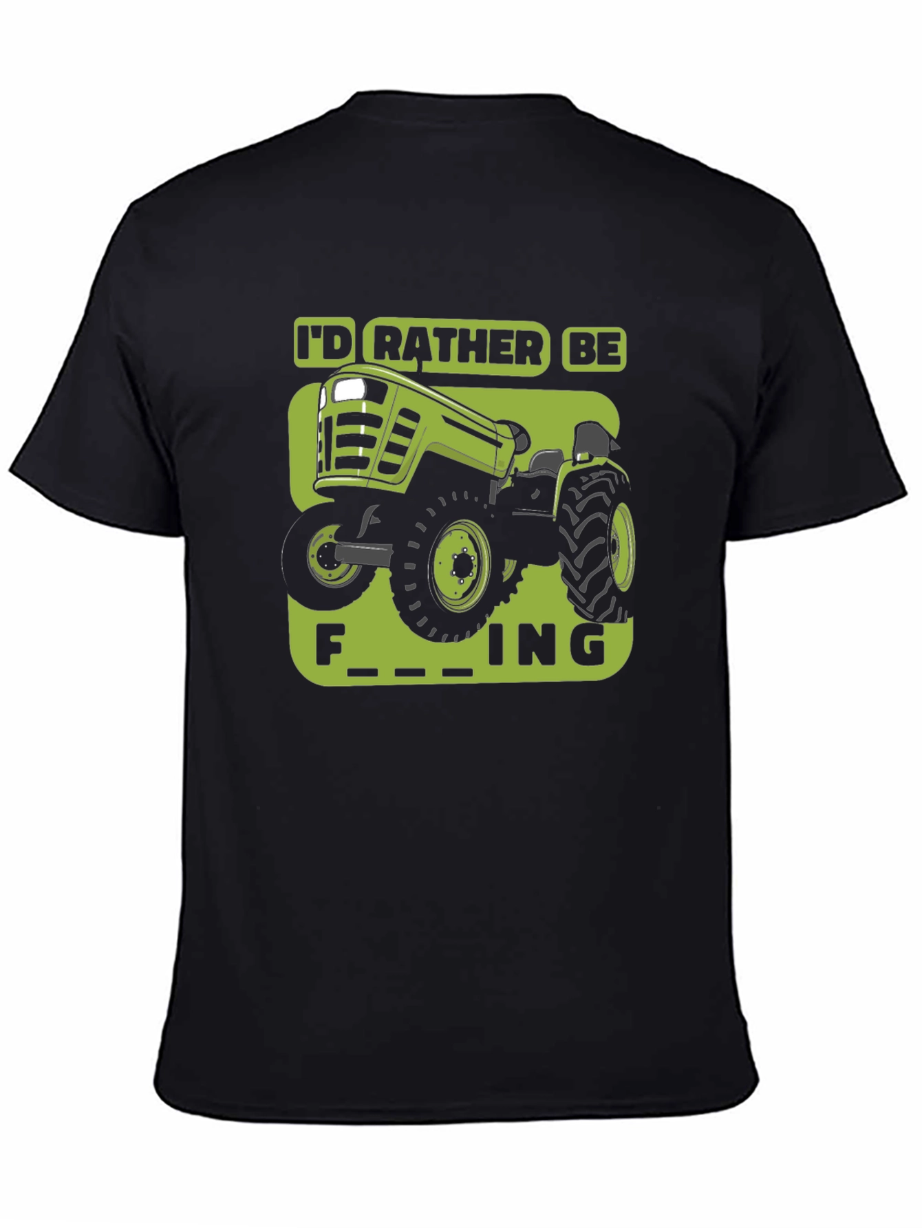 Black Funny Tractor T-Shirt - I'd Rather Be Farming view 4