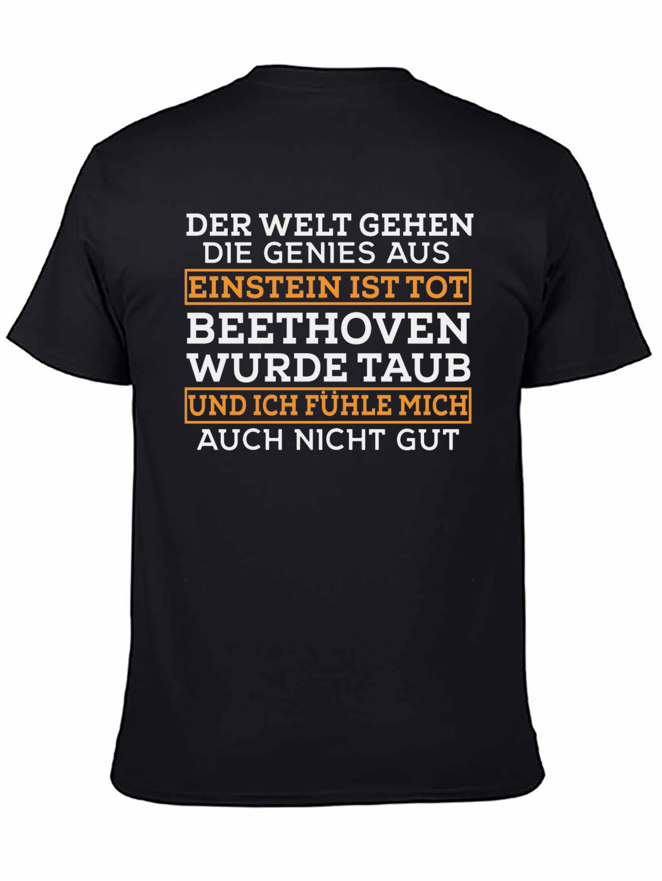 Black Einstein Beethoven Funny Sarcastic Graphic T-Shirt view 4