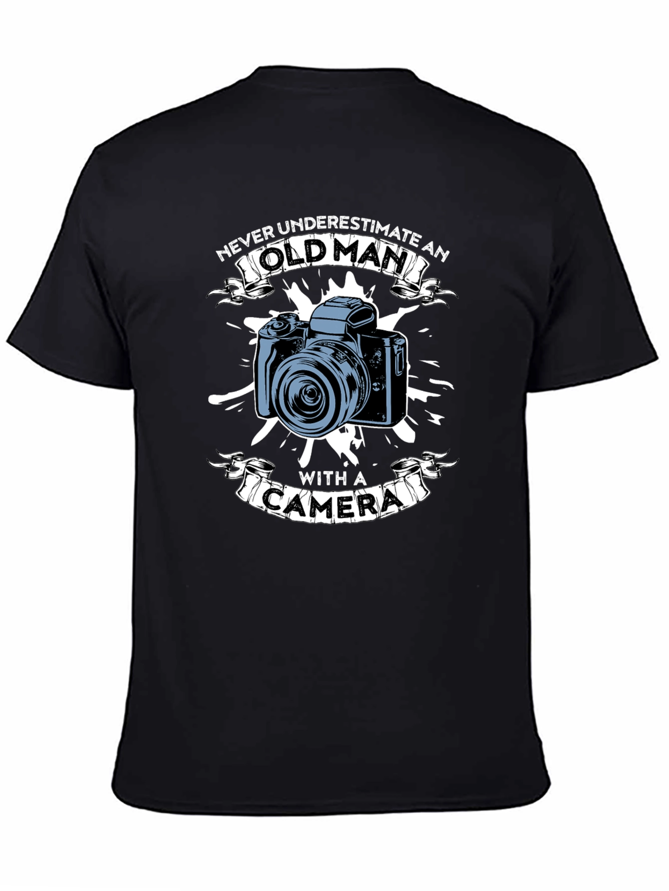 Black Old Man Camera Graphic Tee - Photography Lover Gift view 4