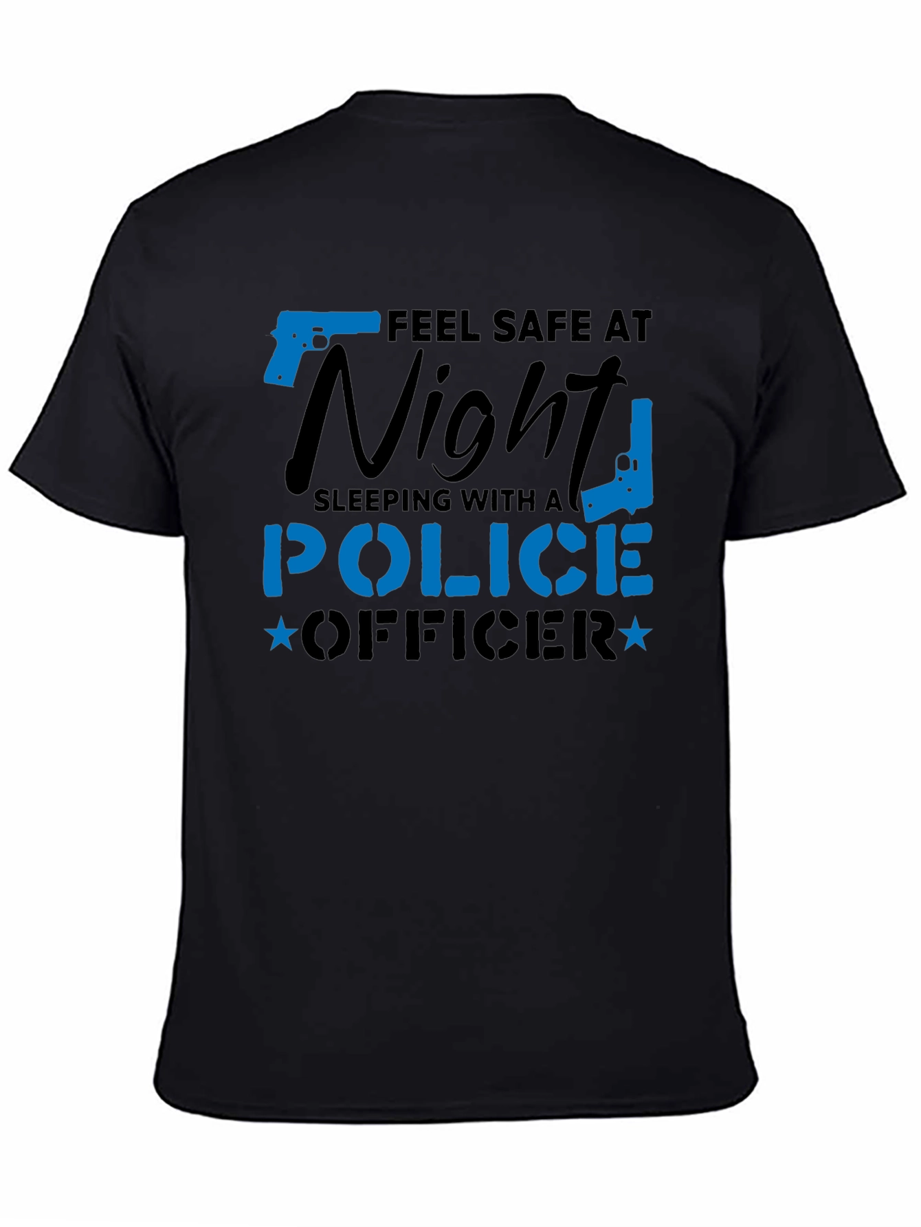 Black Feel Safe Police Officer Novelty Graphic Tee view 4