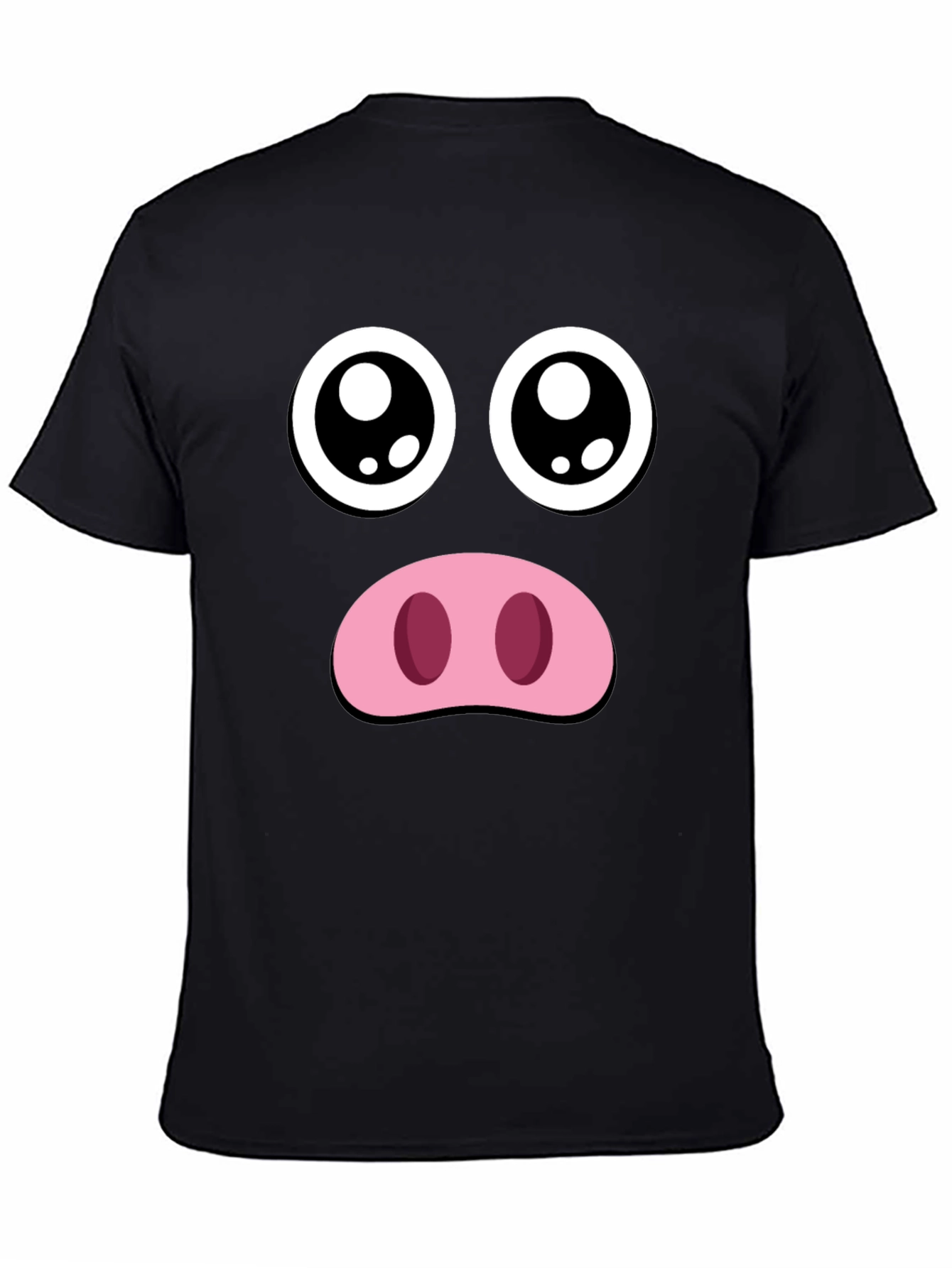 Black Funny Pig Face T-Shirt view 4