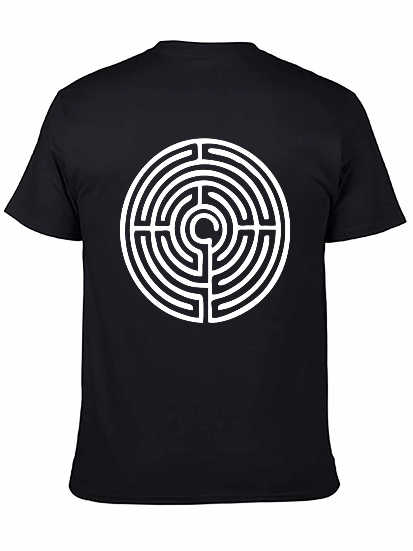 Black Labyrinth Circle Graphic Tee - Black Cotton Blend view 4