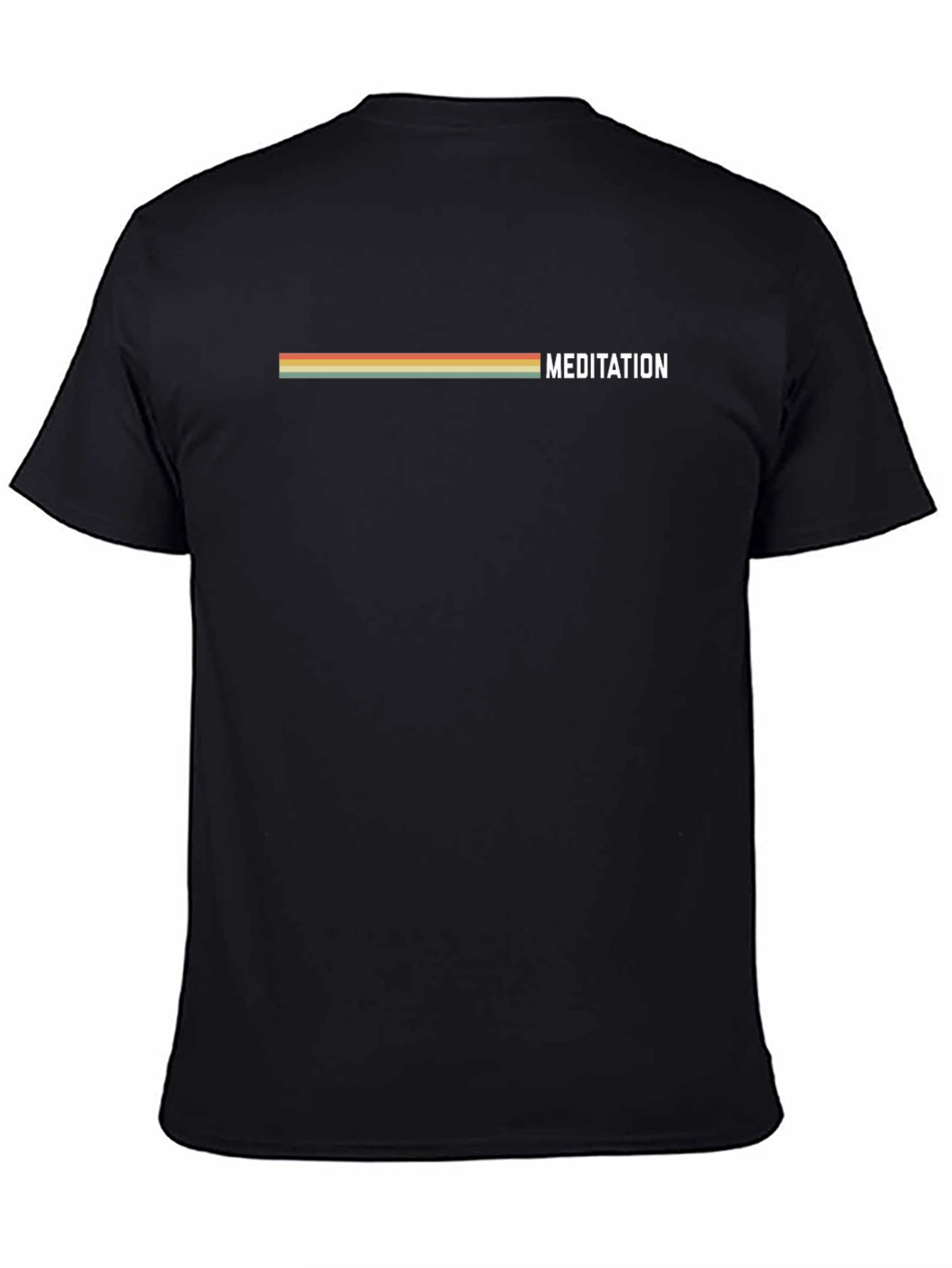 Black Meditation Tee - Retro Stripe Design view 4
