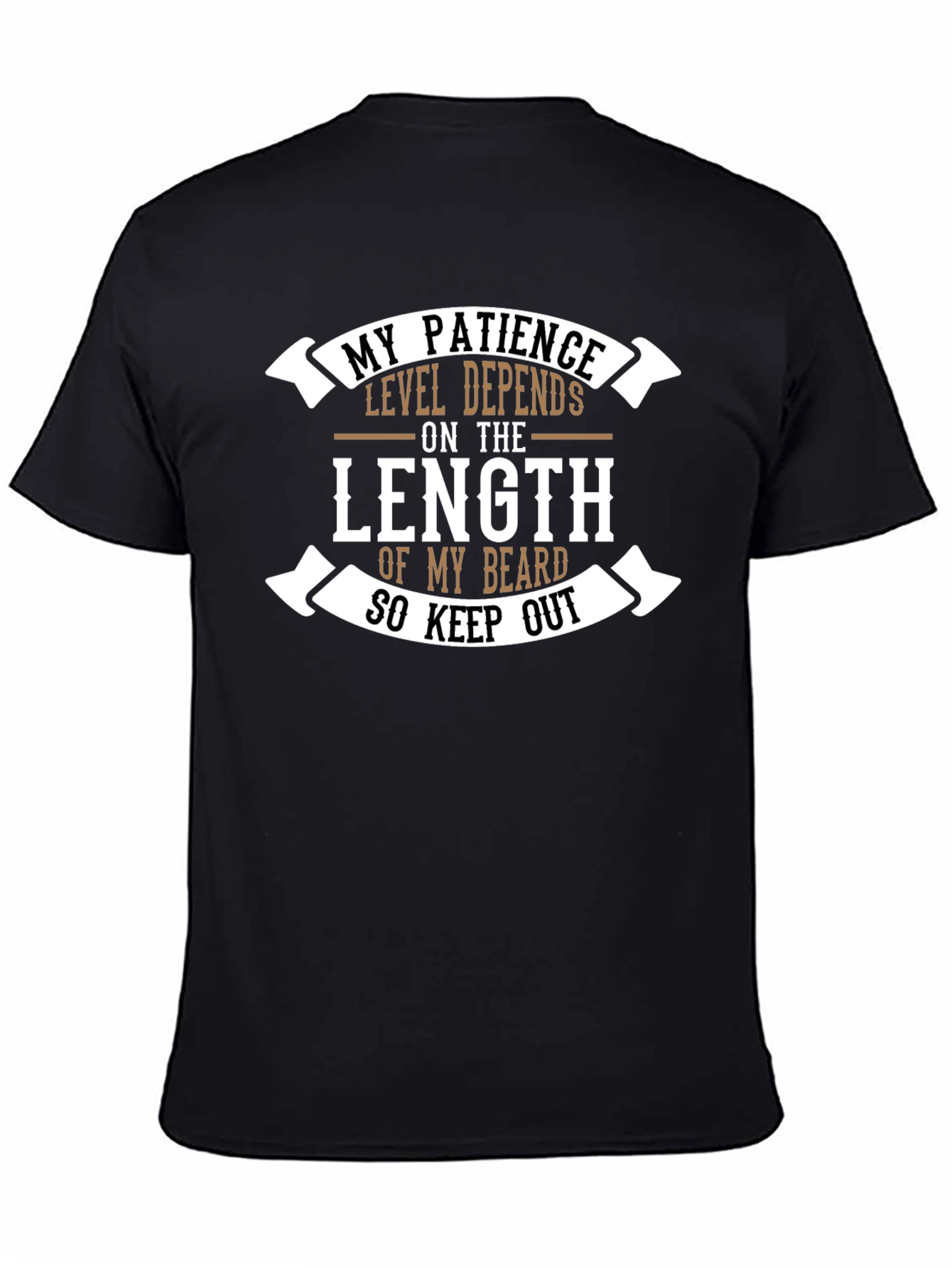 Black Beard Length Patience T-Shirt - Funny Graphic Tee view 4