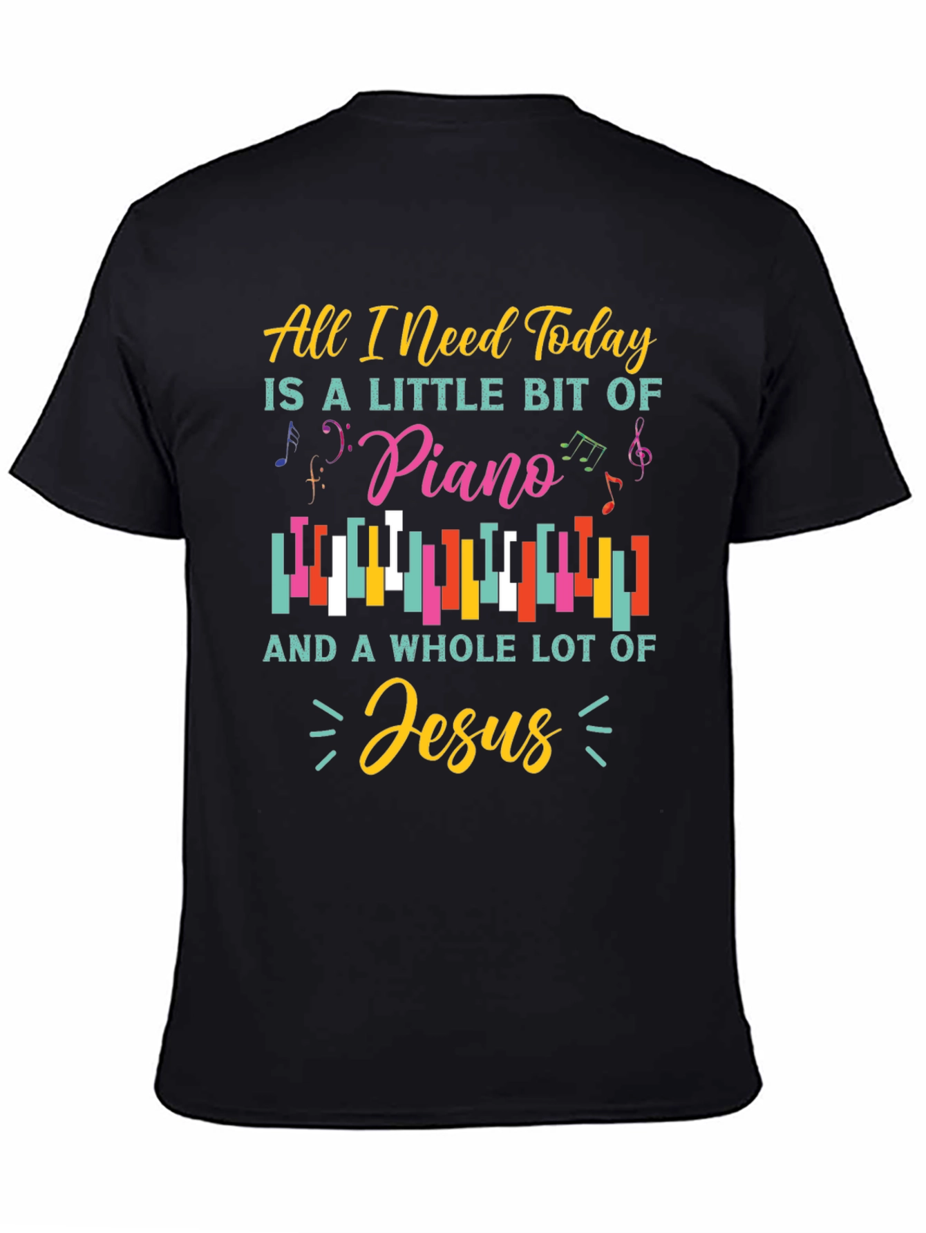 Black Piano and Jesus Graphic T-Shirt - Christian Music Lover Tee view 4
