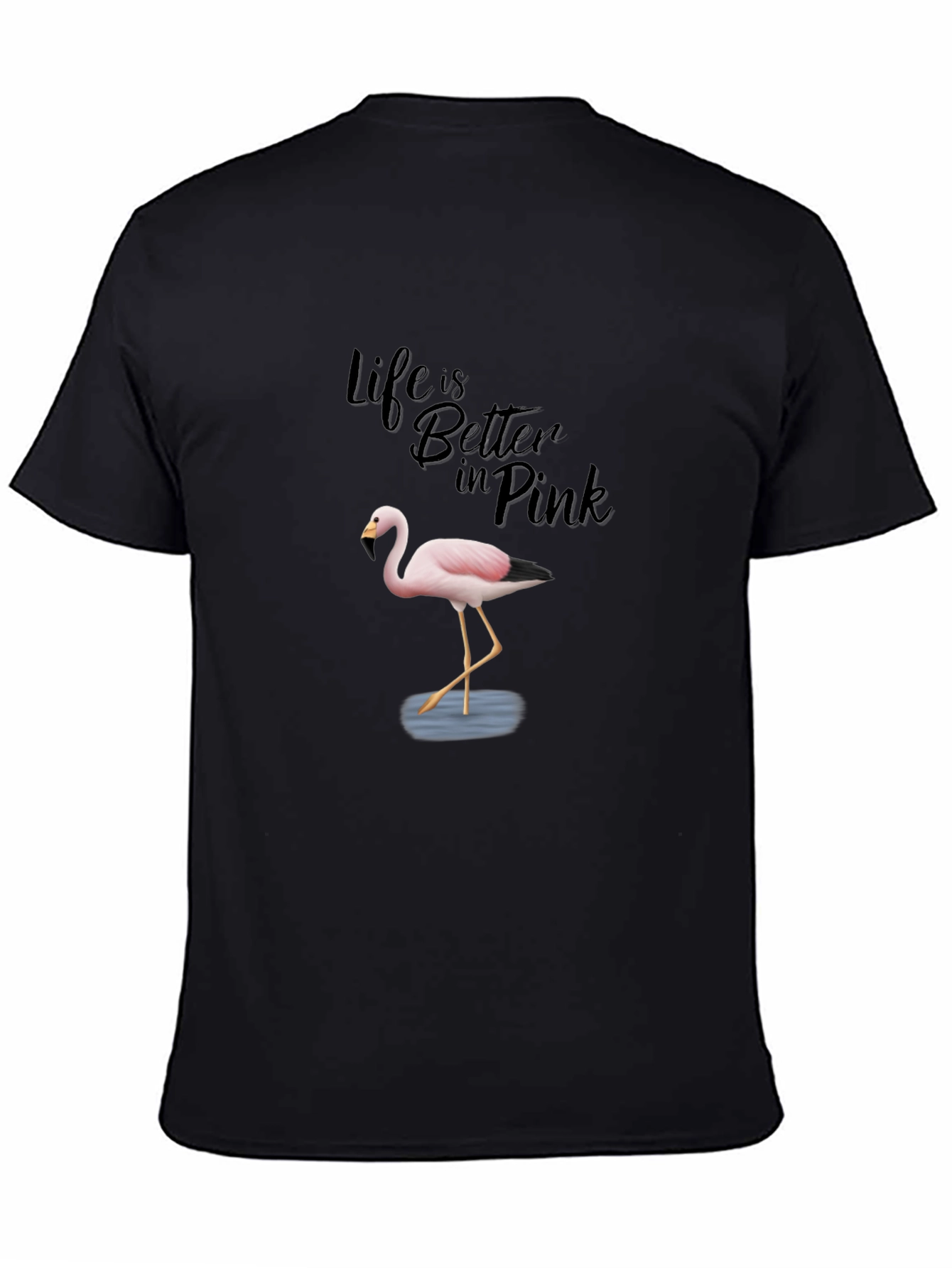 Black Life is Better in Pink Flamingo T-Shirt view 4