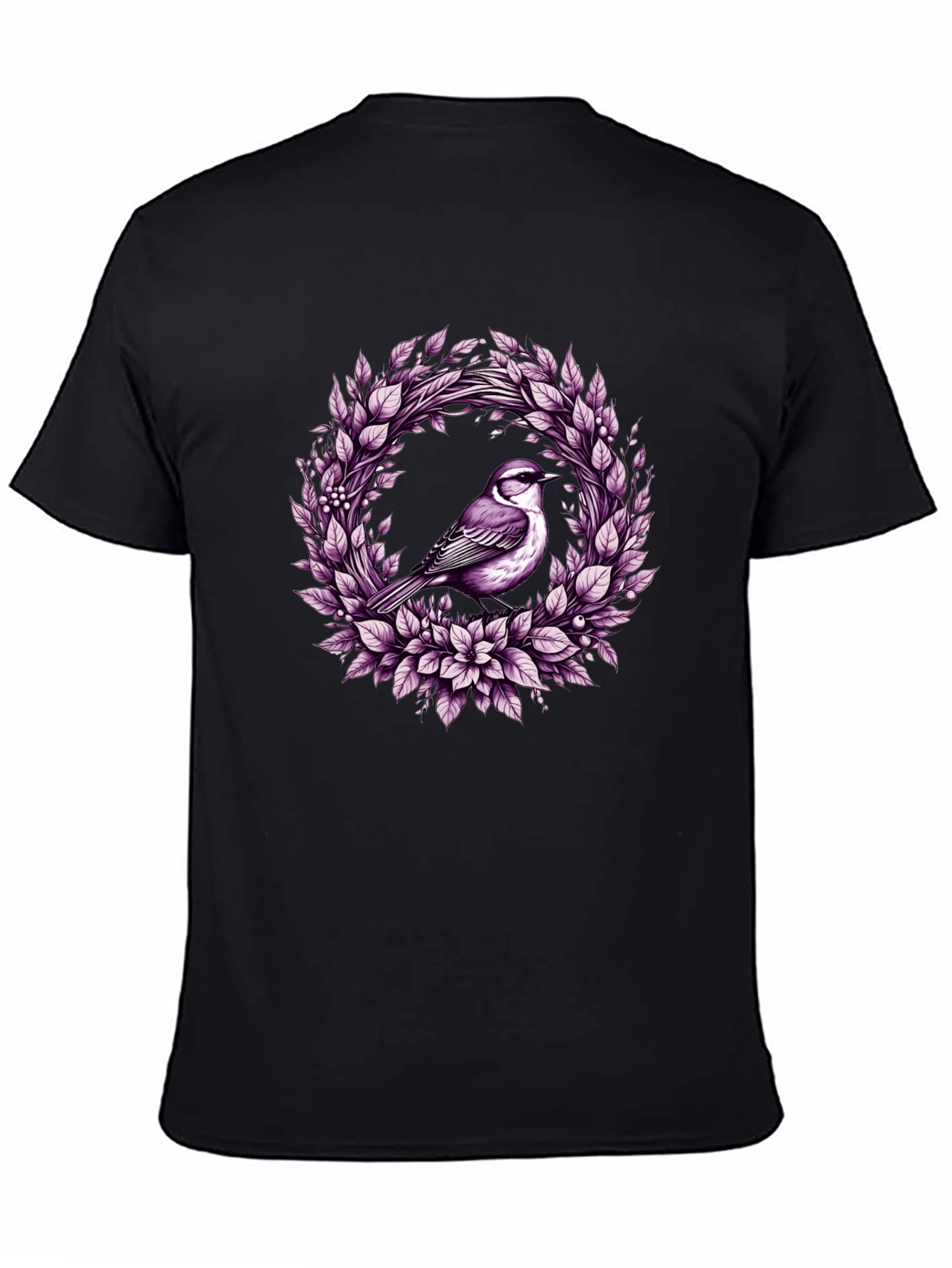 Black Bird & Floral Wreath Graphic Tee view 4