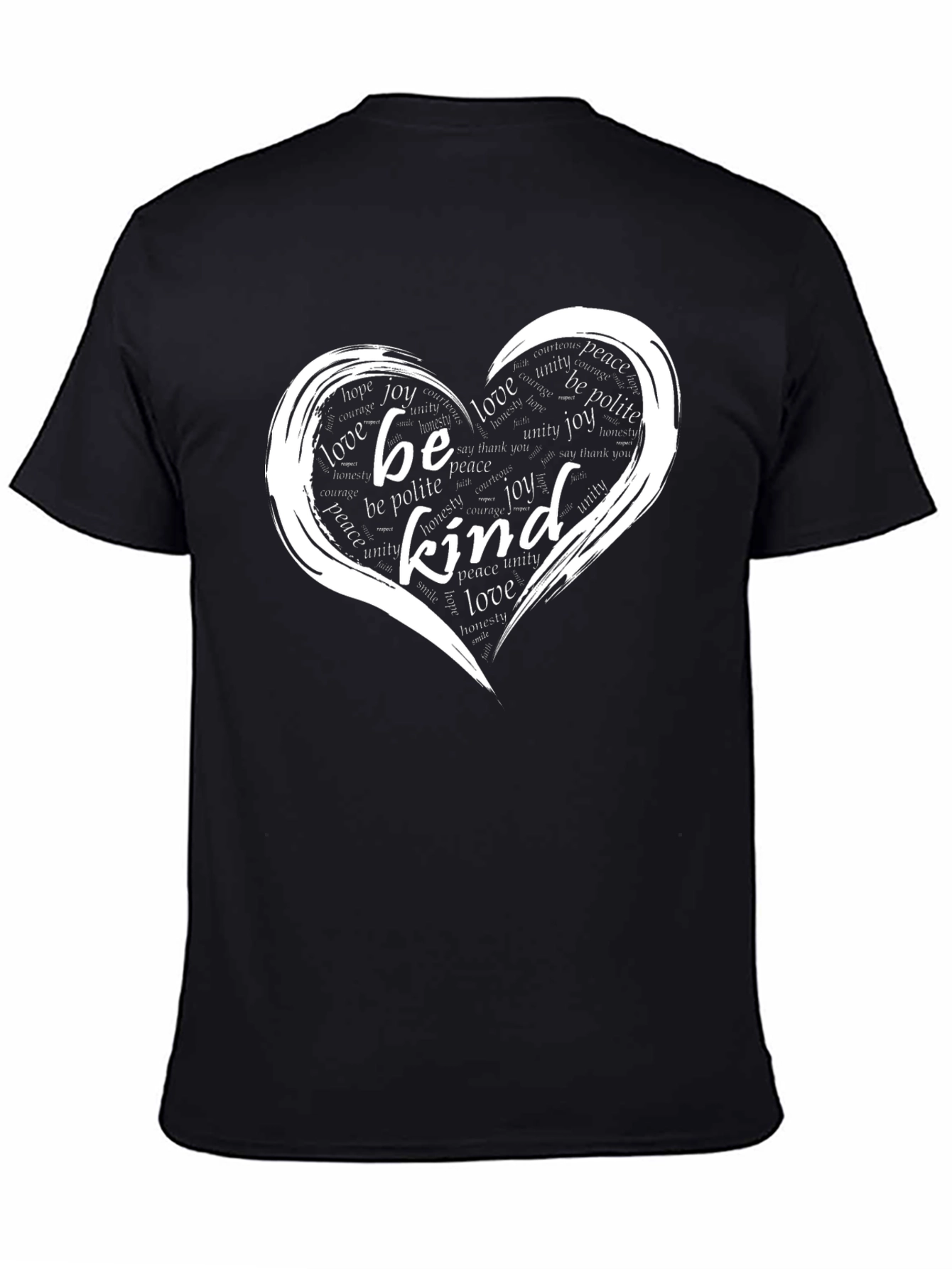 Black Be Kind Heart Graphic T-Shirt view 4