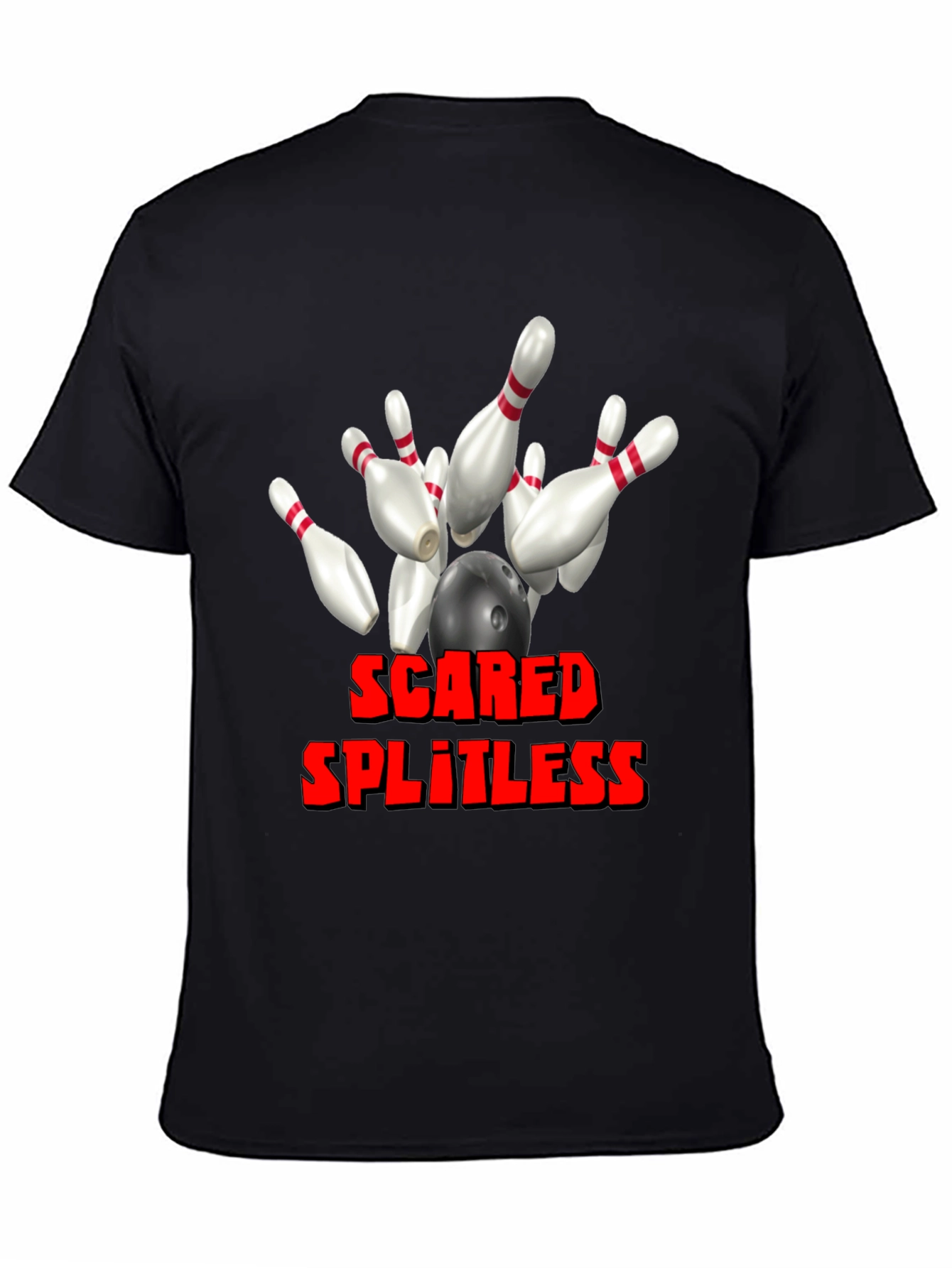 Black Scared Splitless Bowling Graphic Tee view 4