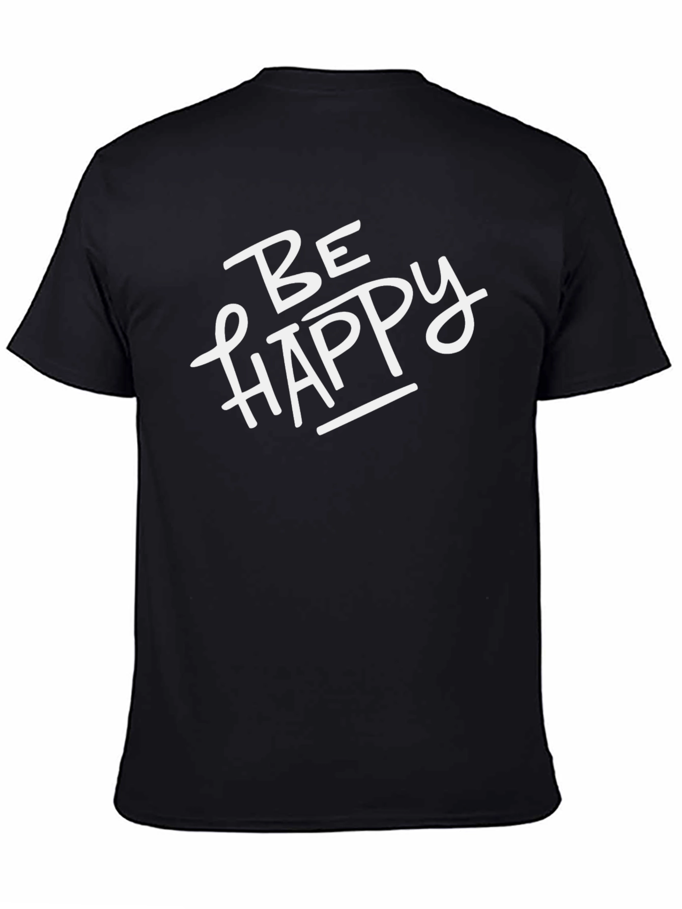 Black Be Happy Graphic Tee - Unisex Casual Shirt view 4