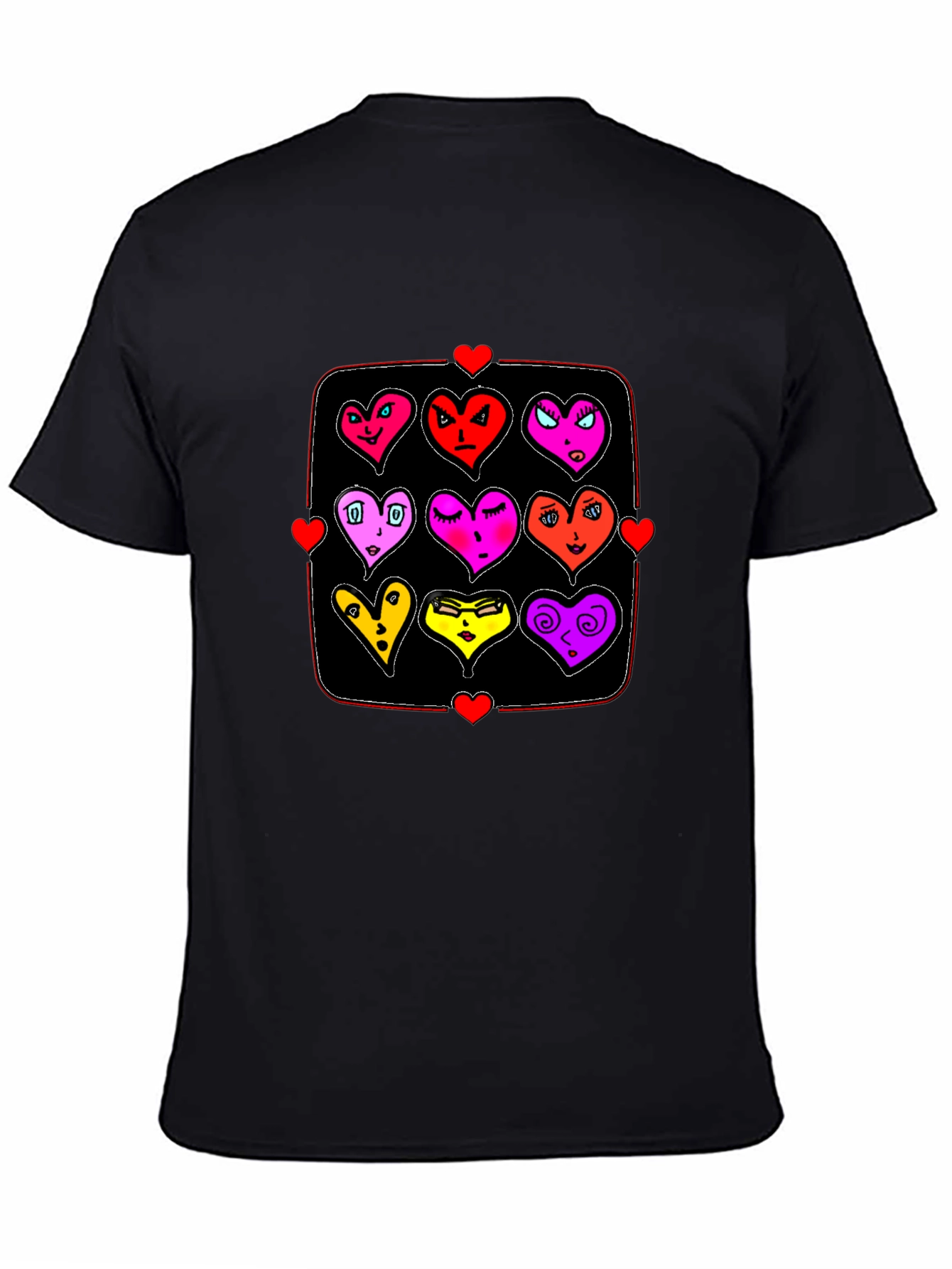 Black Heart Emoji Grid T-Shirt - Black Graphic Tee view 4