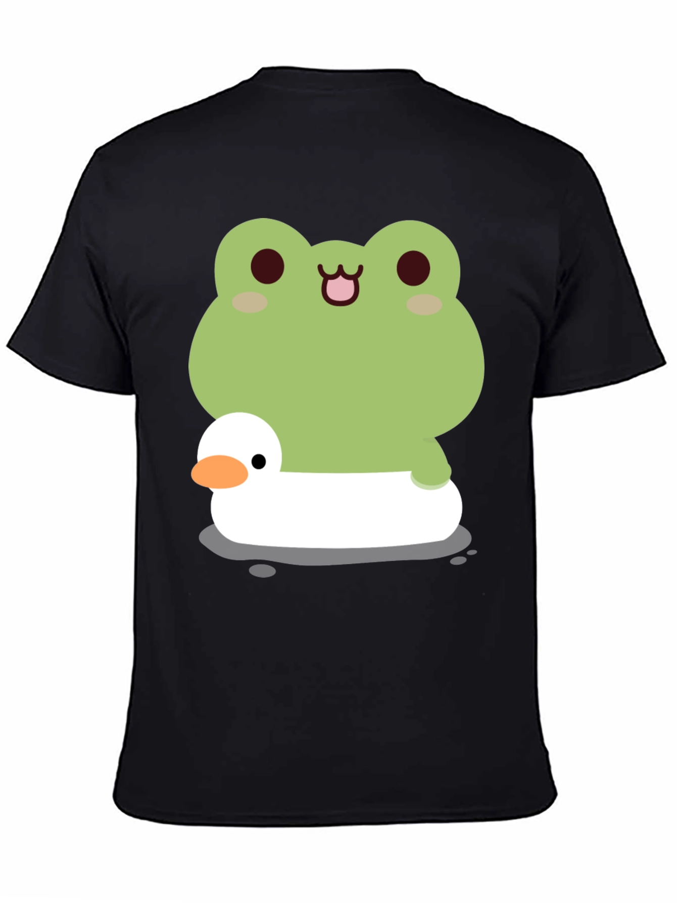 Black Frog and Duck T-Shirt - Cute Cartoon Graphic Tee view 4