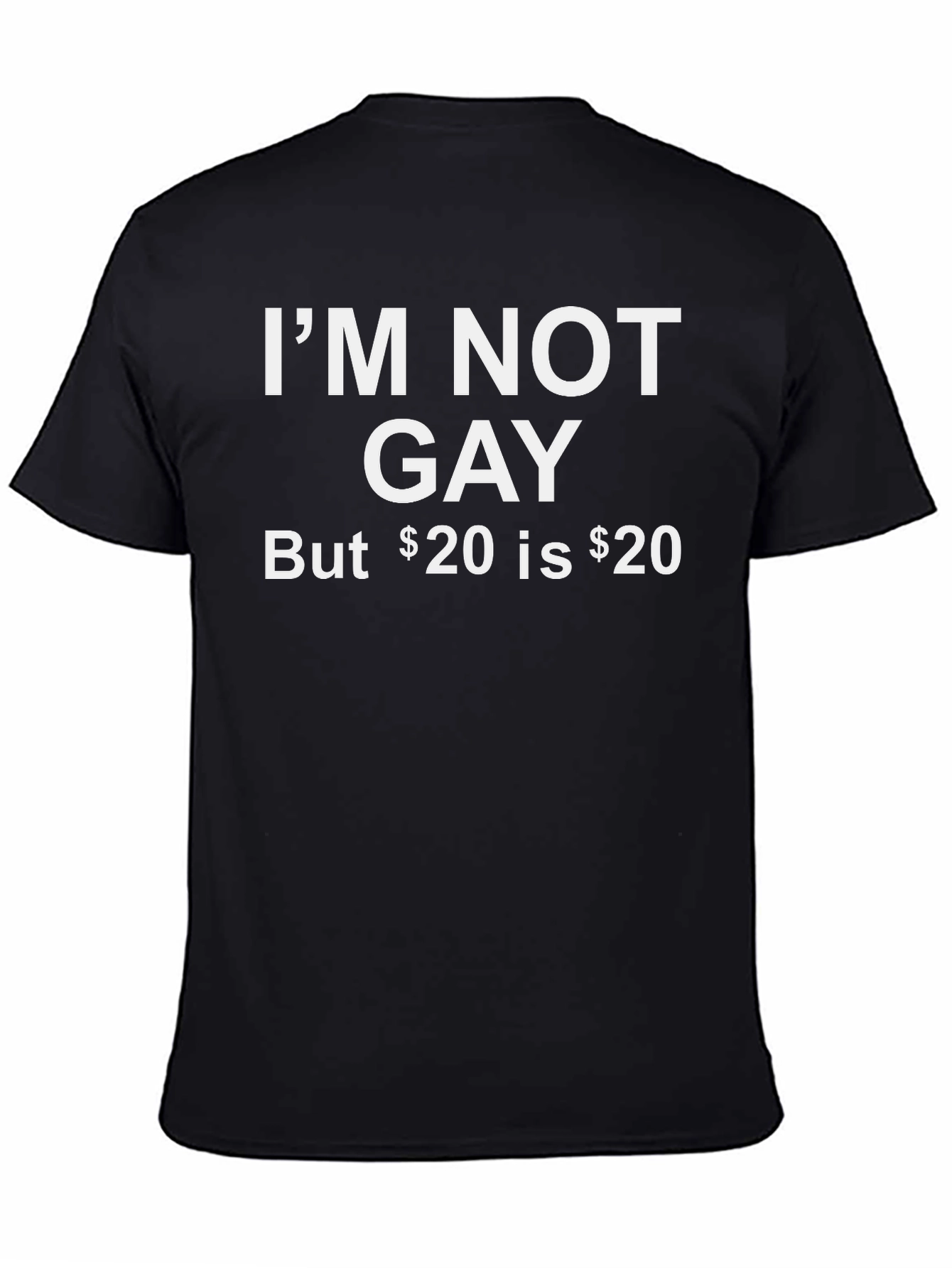 Black I'M NOT GAY, But $20 Is $20 Black T-Shirt view 4