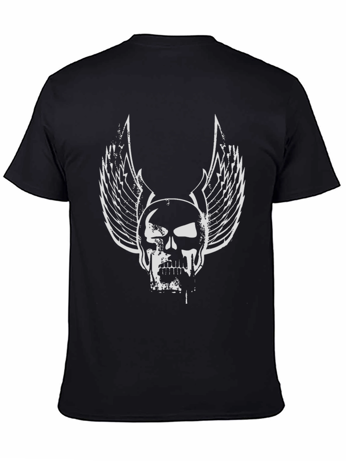 Black Skull Wings Graphic Black T-Shirt view 4