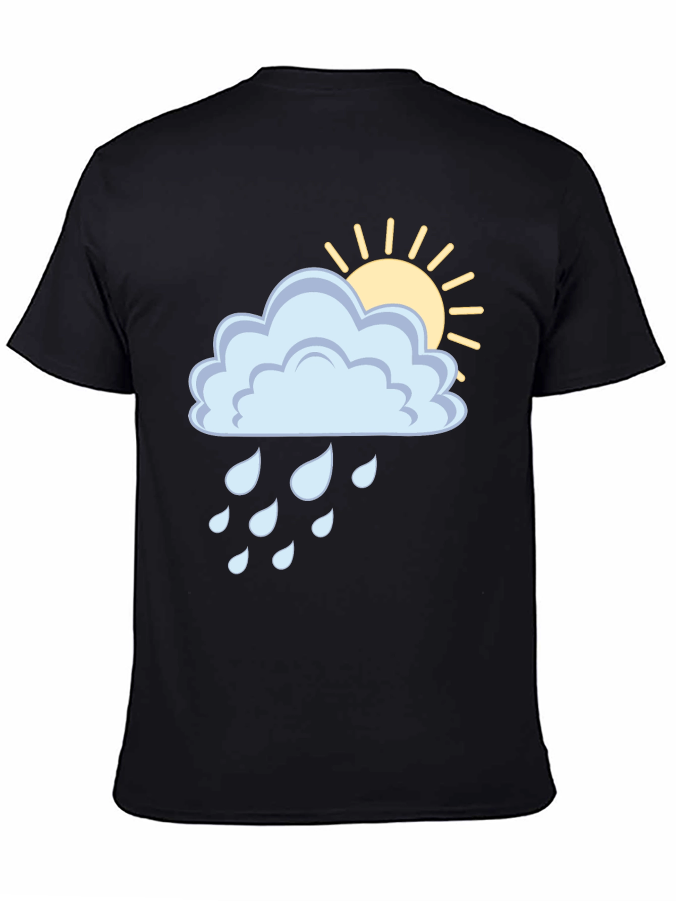Black Cloud Rain Sun Graphic Tee - Black Unisex T-Shirt view 4