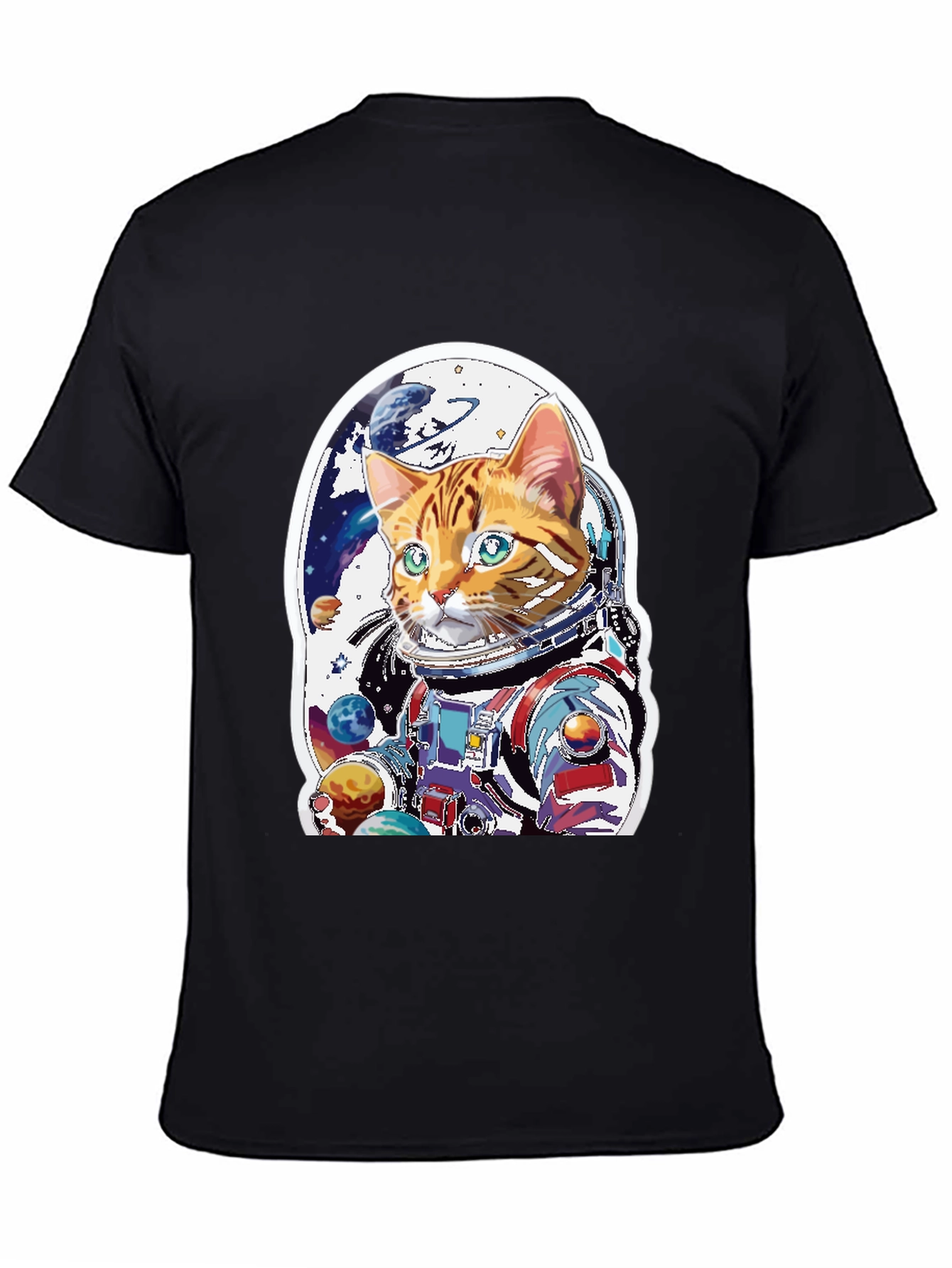 Black Cat Astronaut T-Shirt - Space Explorer Kitty Tee view 4
