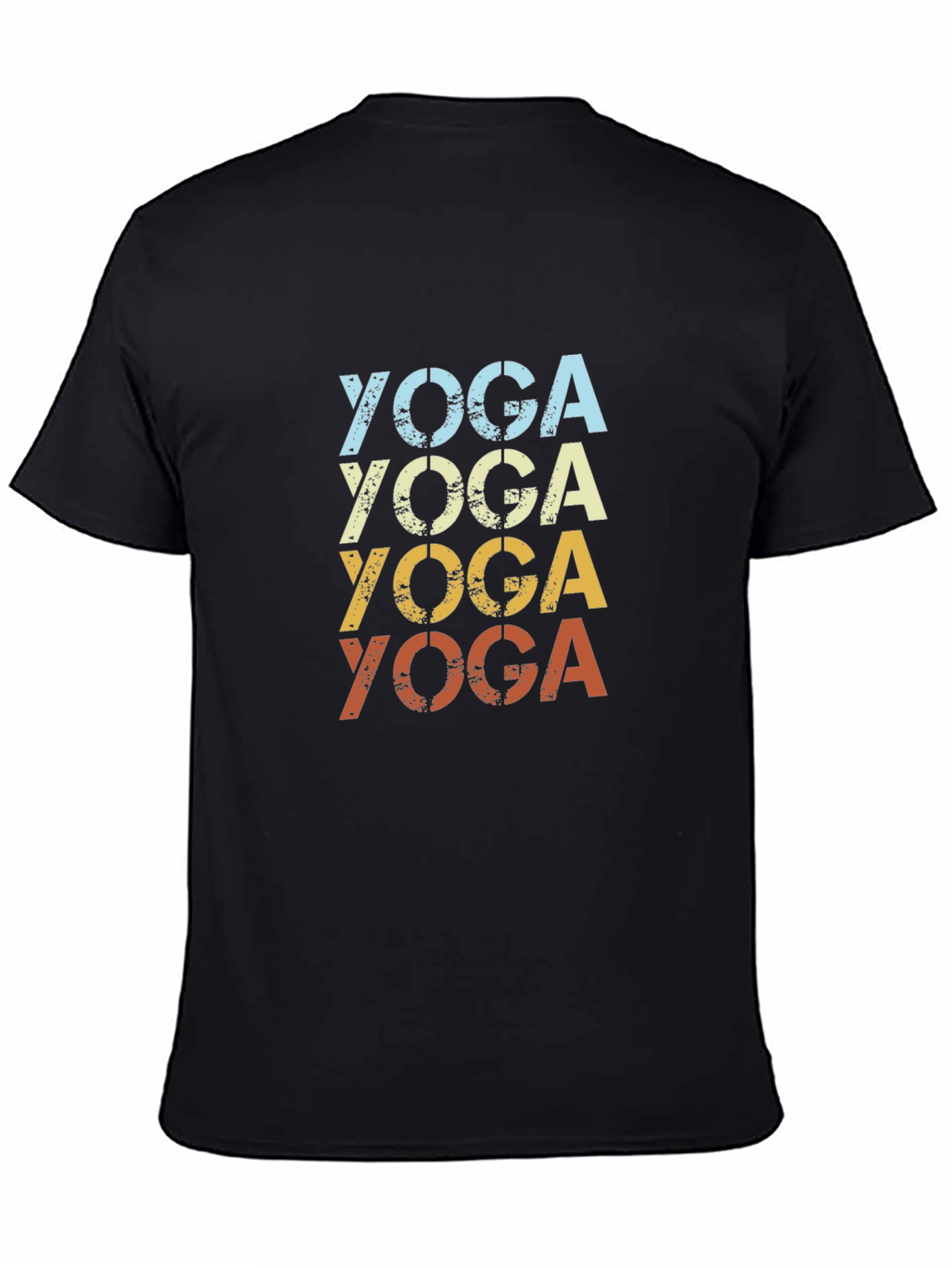 Black Retro Yoga T-Shirt - Soft Cotton Tee for Men view 4