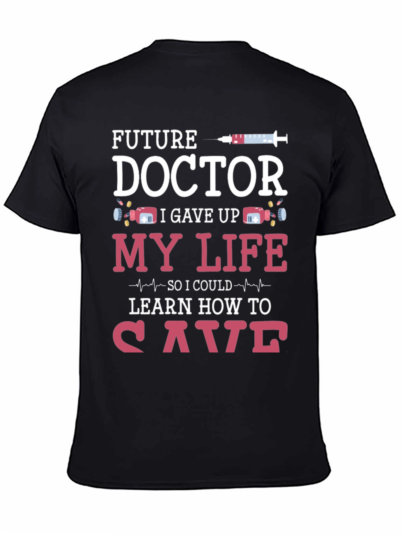 Black Future Doctor T-Shirt Funny Medical Student Tee view 4