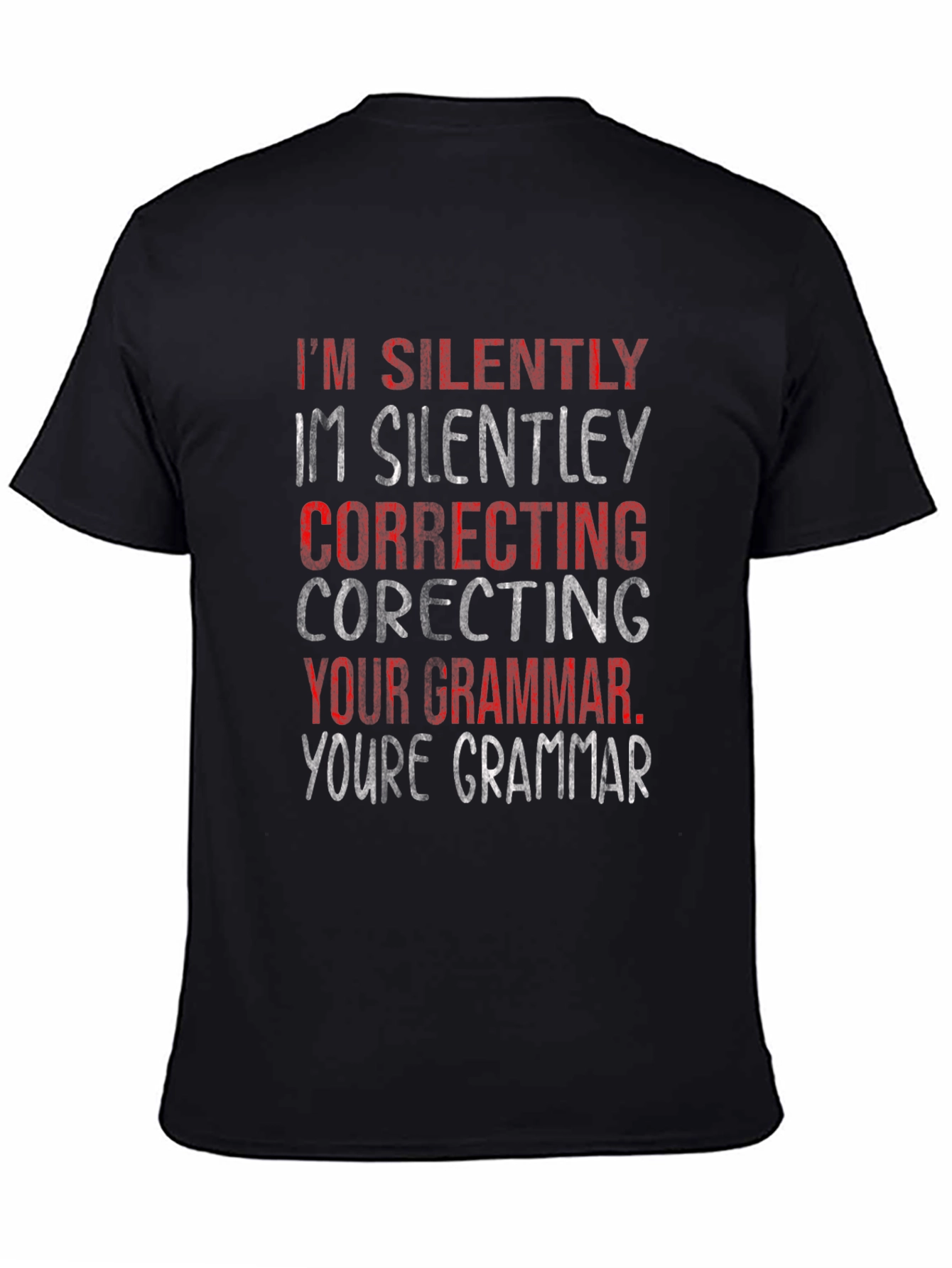 Black Silently Correcting Grammar Graphic Tee view 4