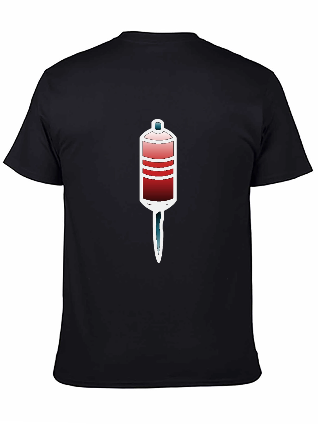 Black Unique Graphic Tee - Red and Blue Tube Design view 4