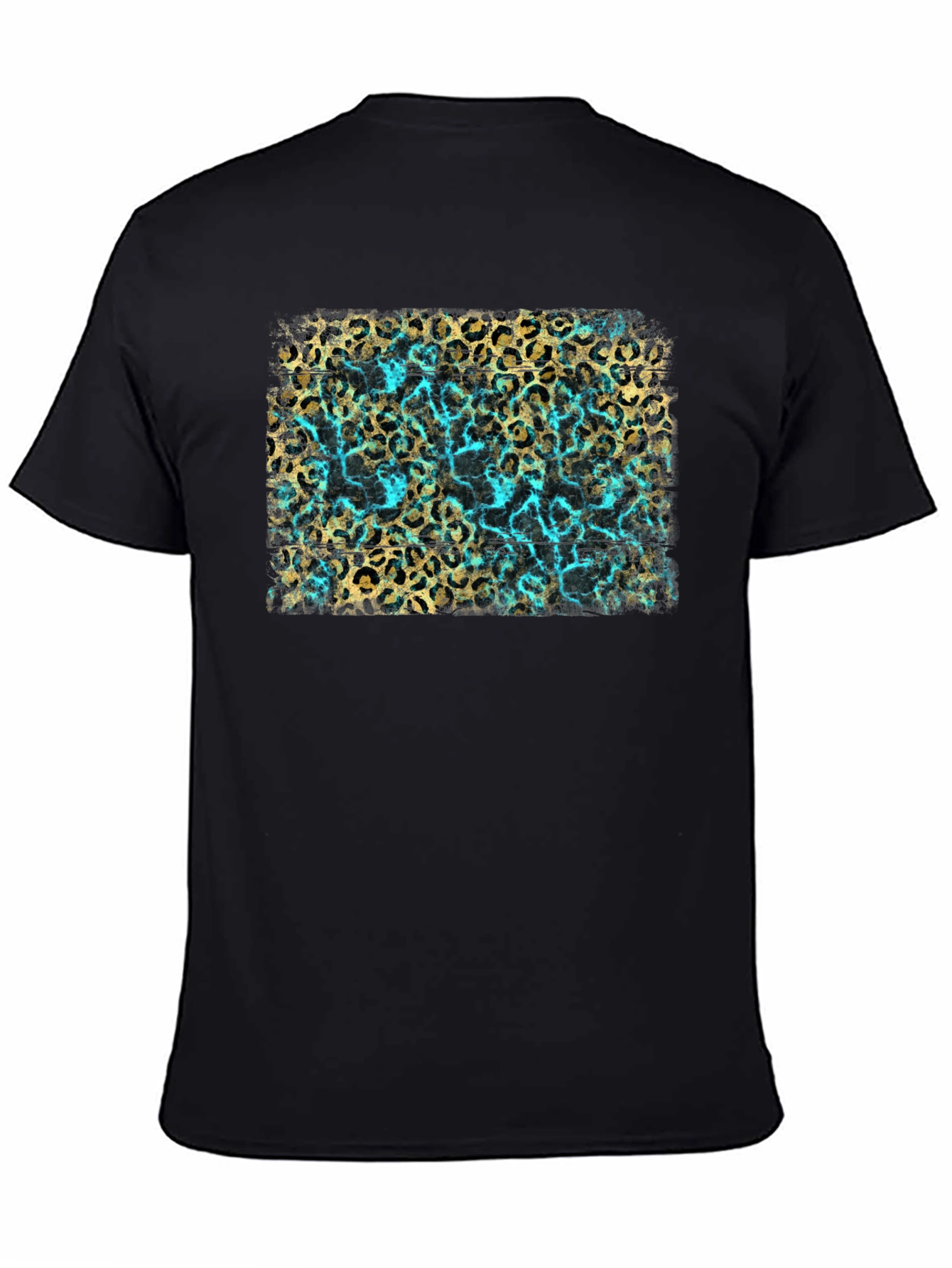 Black Leopard Print Tee - Turquoise Accent view 4