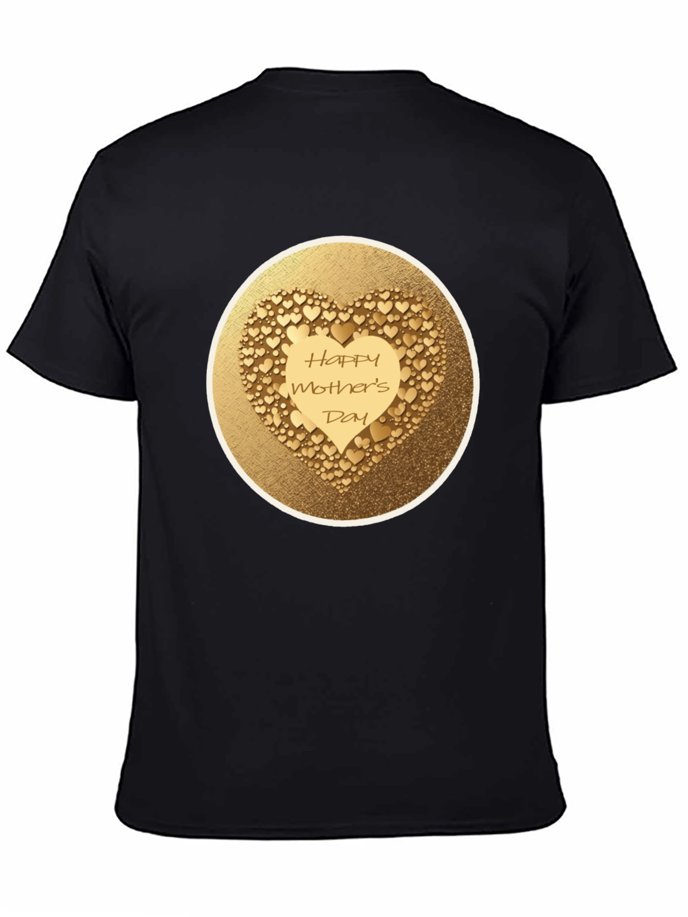 Black Happy Mother's Day Gold Heart Tee view 4