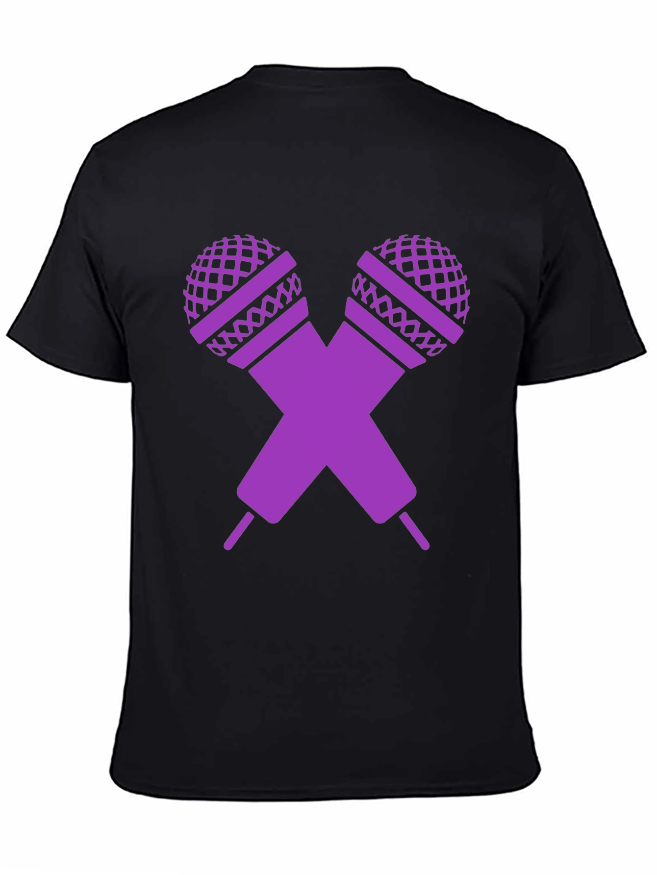 Black Purple Microphone Cross Graphic T-Shirt view 4
