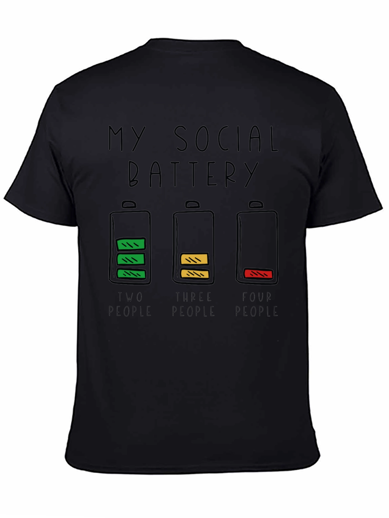 Black Social Battery Graphic Tee - Introvert Humor view 4