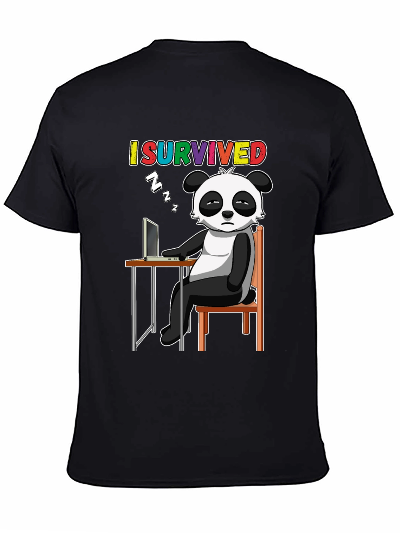 Black I Survived Panda T-Shirt - Funny Novelty Tee view 4