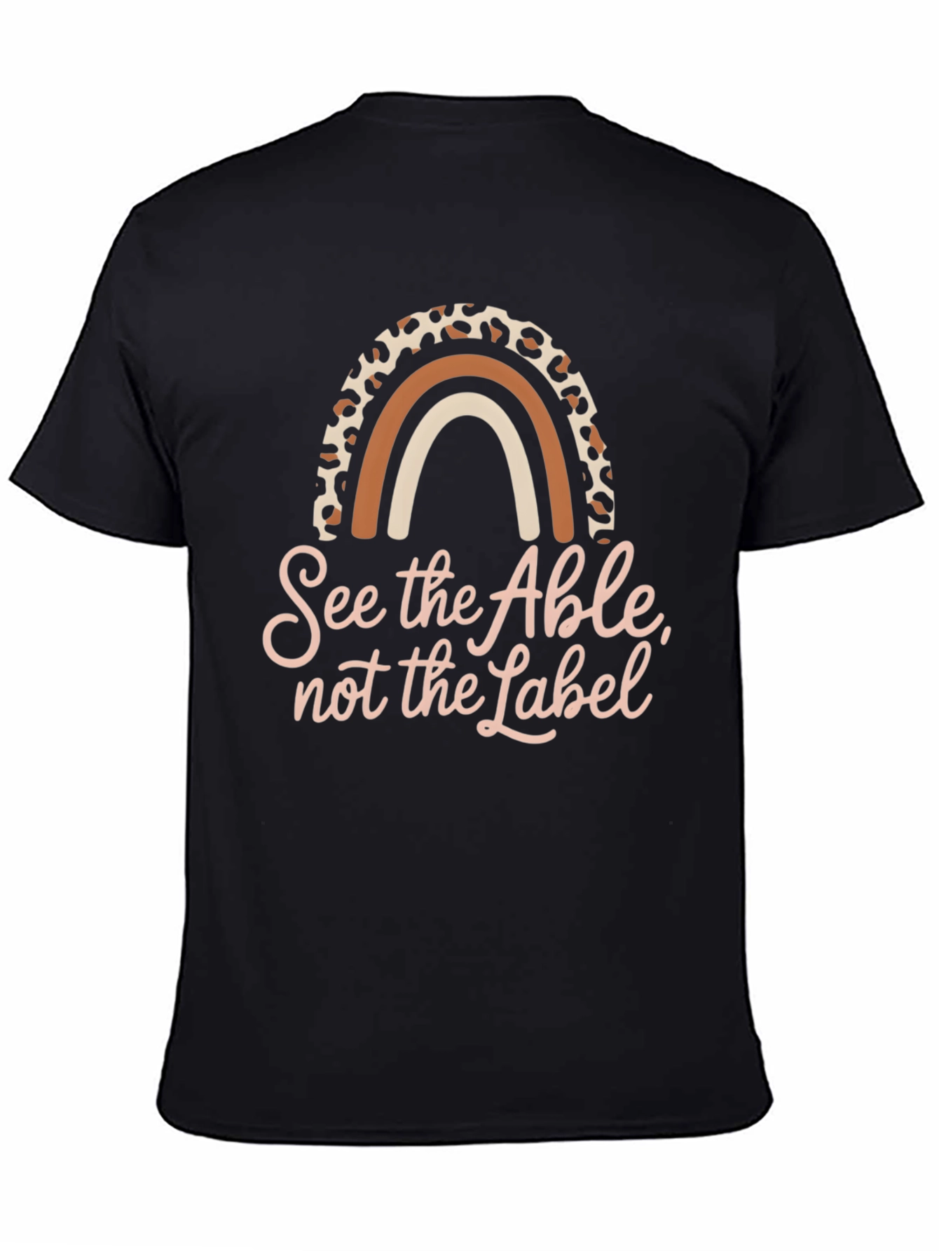 Black See the Able T-Shirt, Rainbow Design, Black view 4