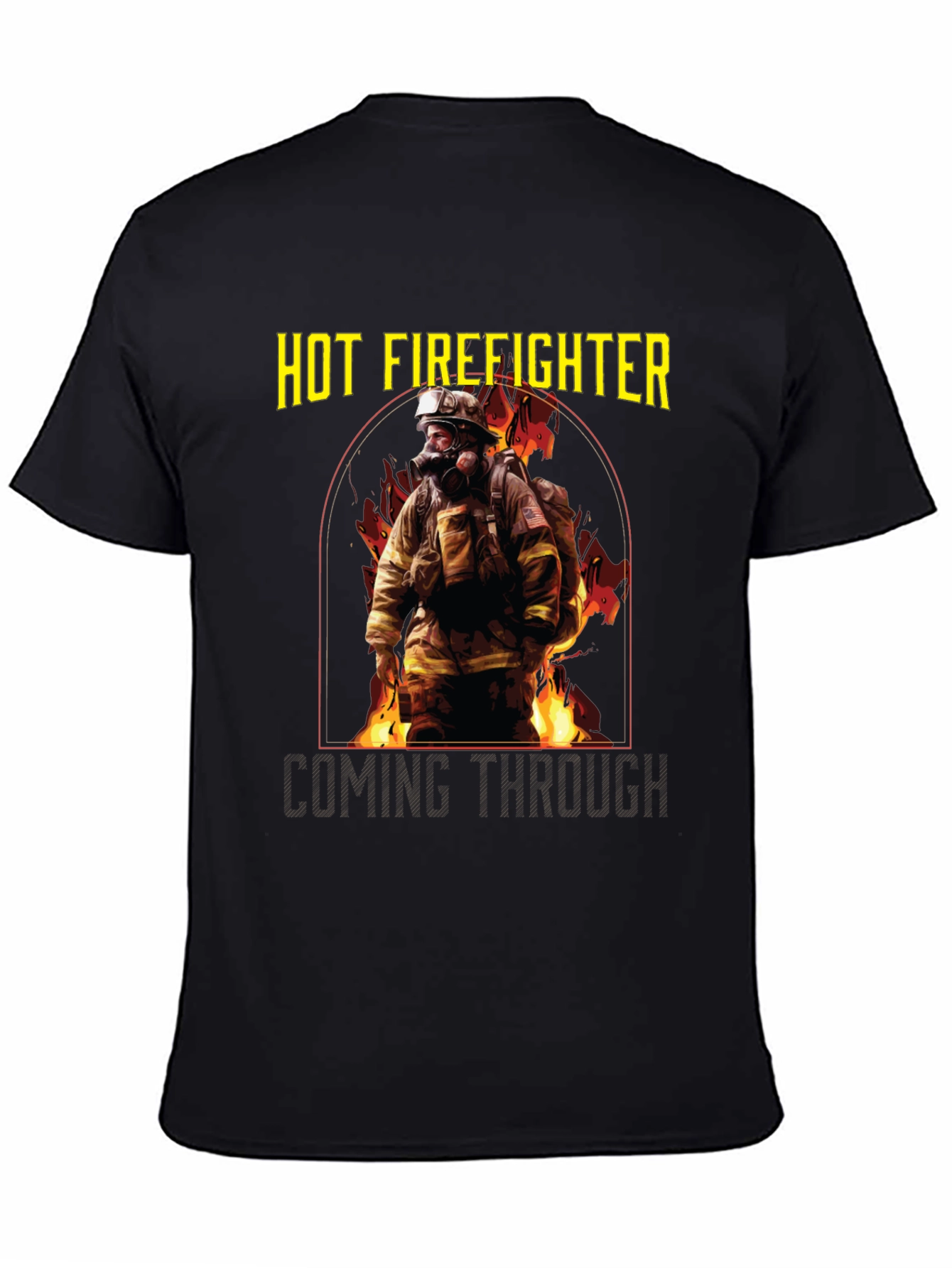 Black Hot Firefighter T-Shirt - Rescue Hero Tee view 4