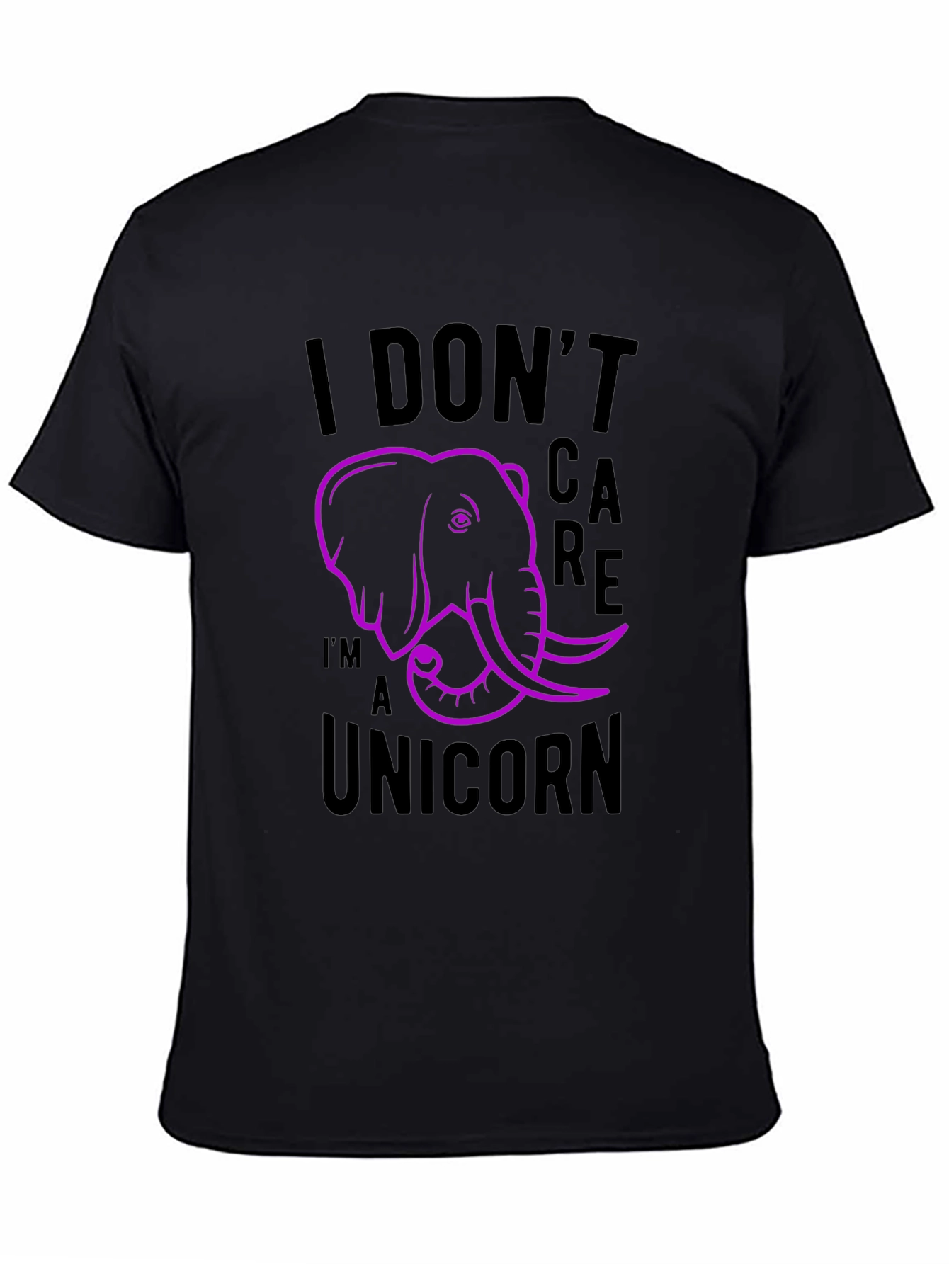 Black I Don't Care I'm a Unicorn Black T-Shirt view 4