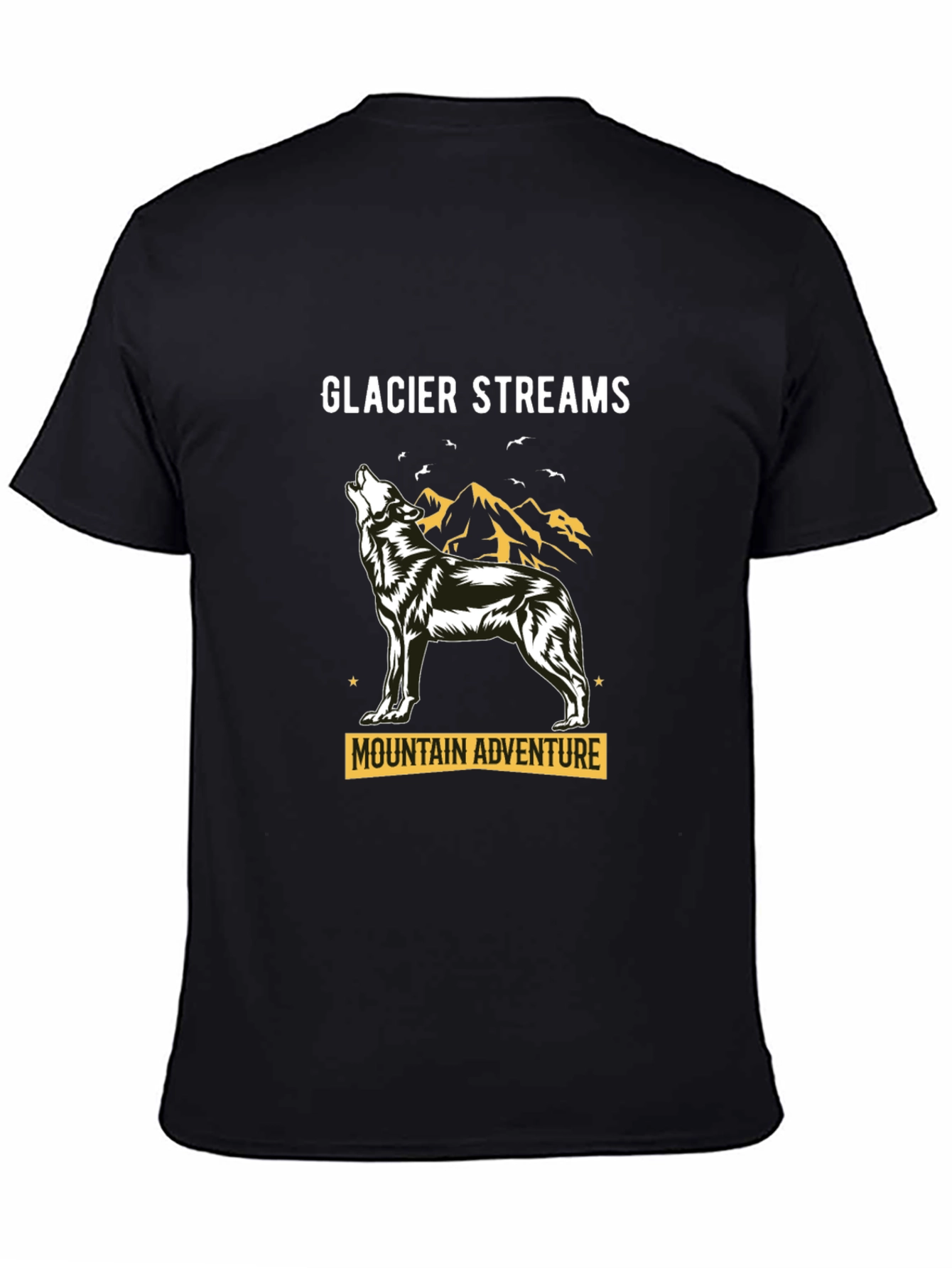 Black Glacier Streams Mountain Adventure Black T-Shirt view 4