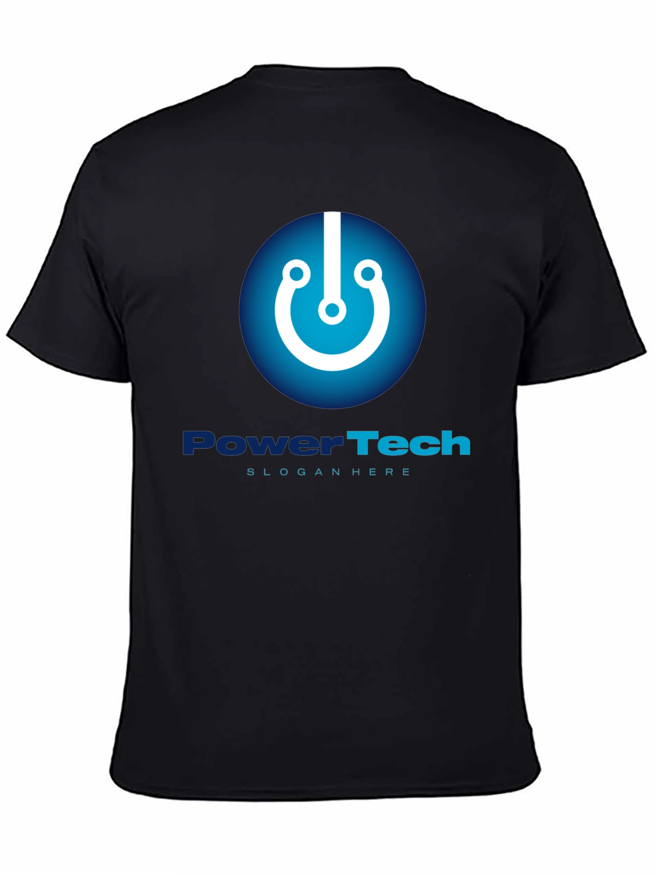 Black PowerTech Black T-Shirt - Modern Tech Design view 4