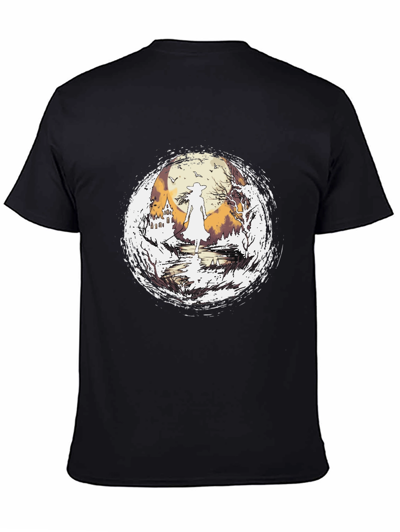 Black Witch Silhouette Halloween T-Shirt view 4