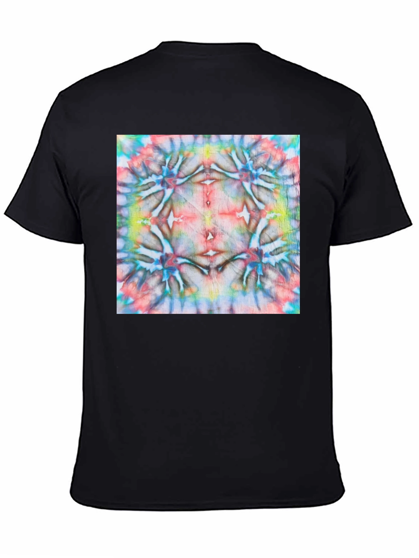 Black Psychedelic Tie-Dye Pattern Black Cotton Tee view 4