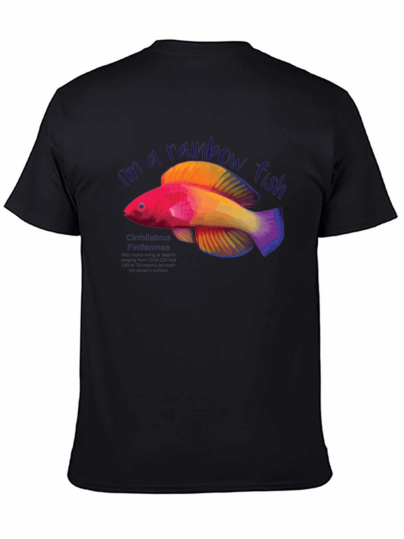 Black Rainbow Fish Graphic Tee - Unique Design view 4