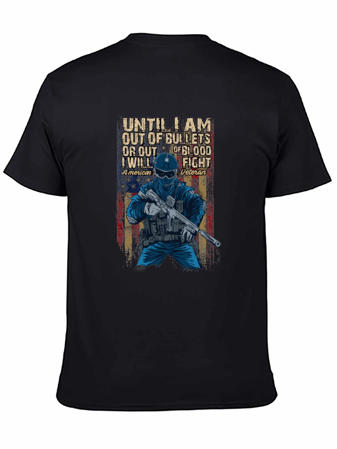 Black American Veteran Graphic T-Shirt view 4