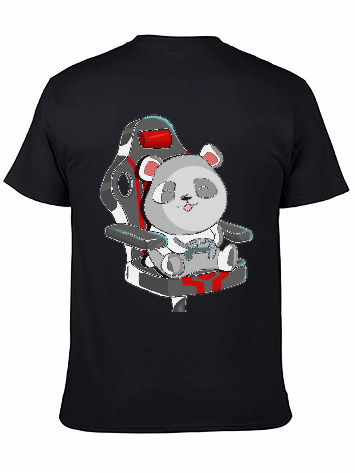 Black Panda Gamer T-Shirt - Cute Cartoon Graphic Tee view 4
