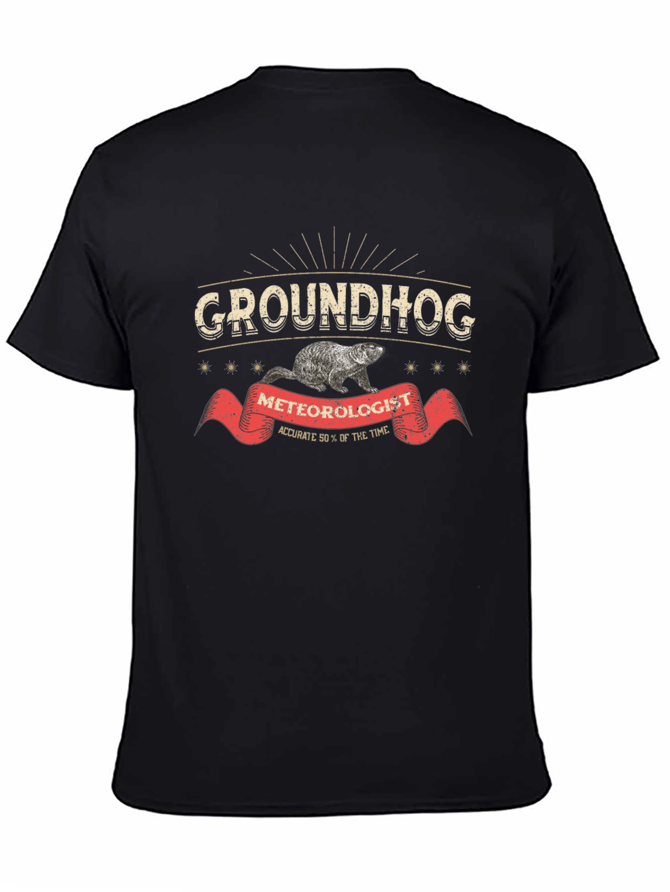 Black Groundhog Meteorologist Black T-Shirt view 4