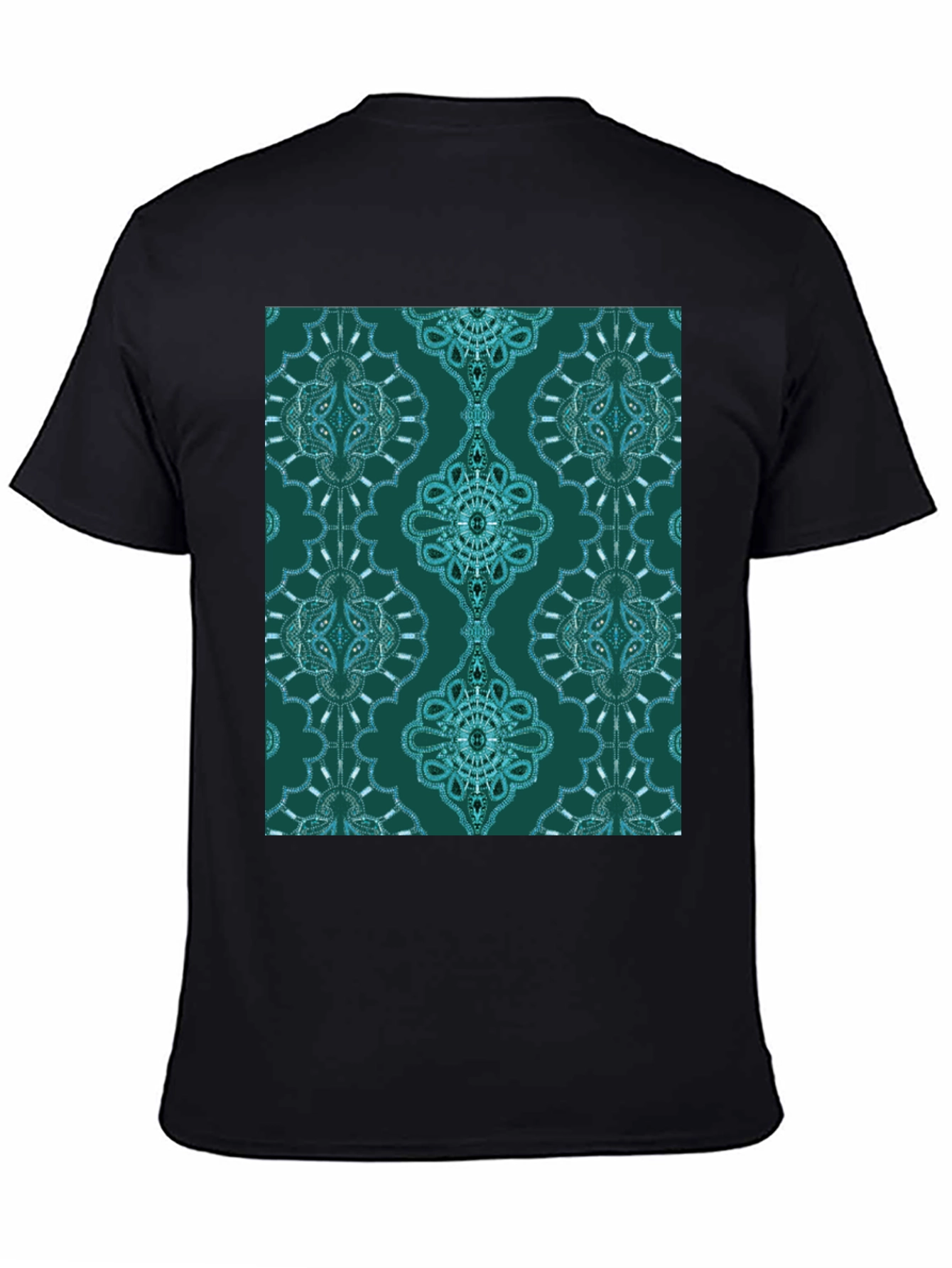 Black Stylish Patterned Teal T-Shirt view 4