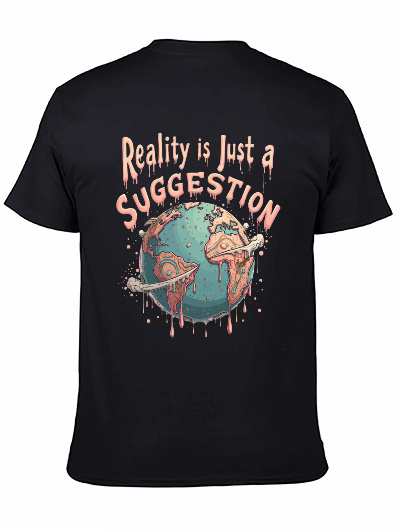Black Reality Suggestion Graphic Tee - Earth Melting view 4