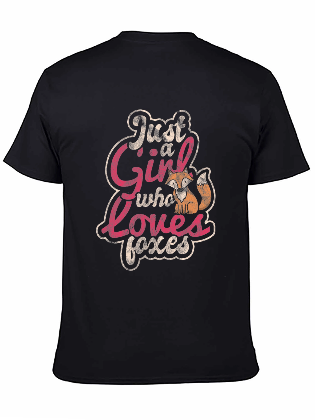 Black Just a Girl Who Loves Foxes T-Shirt view 4