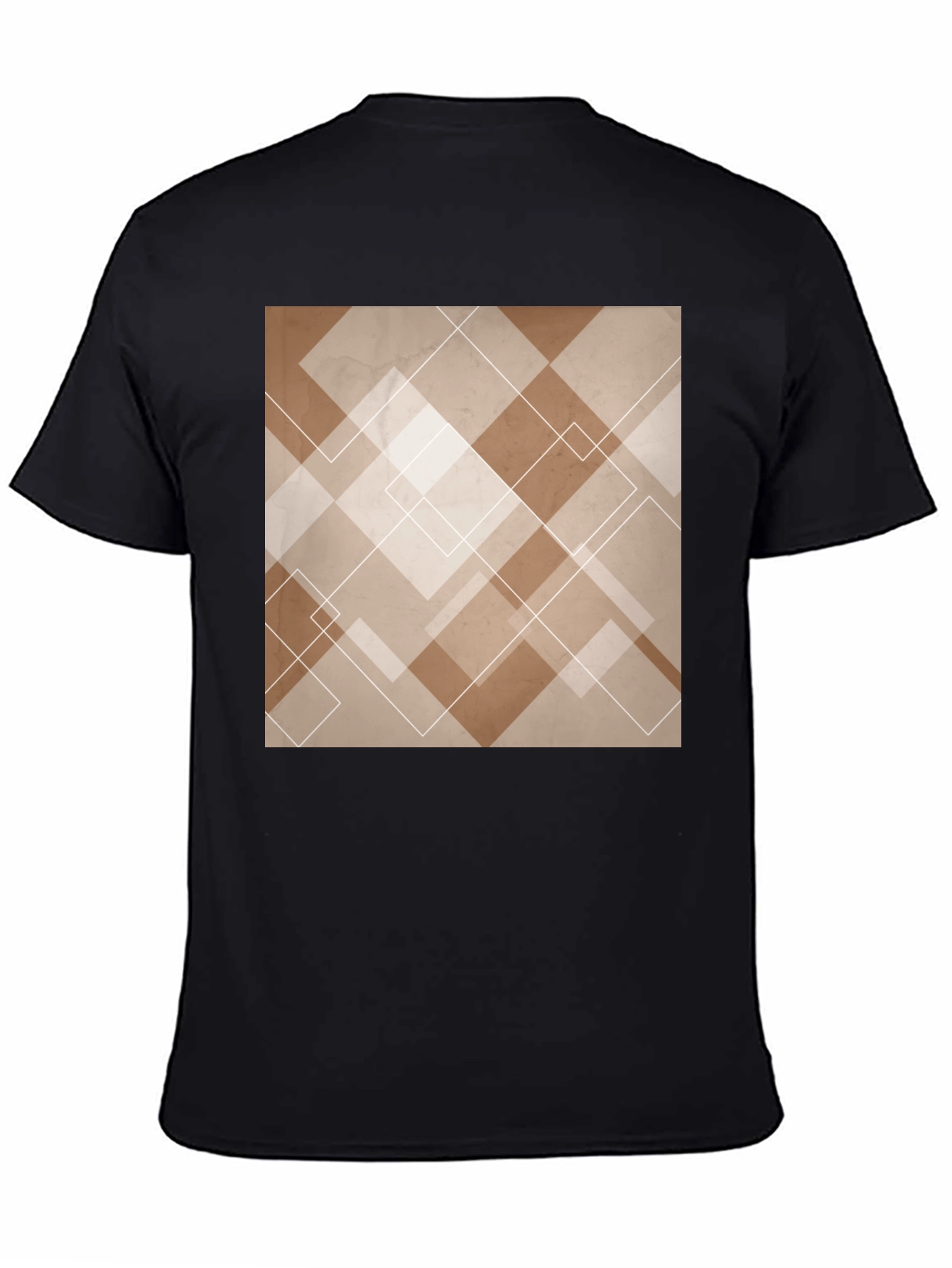 Black Abstract Geometric Pattern Black T-Shirt view 4