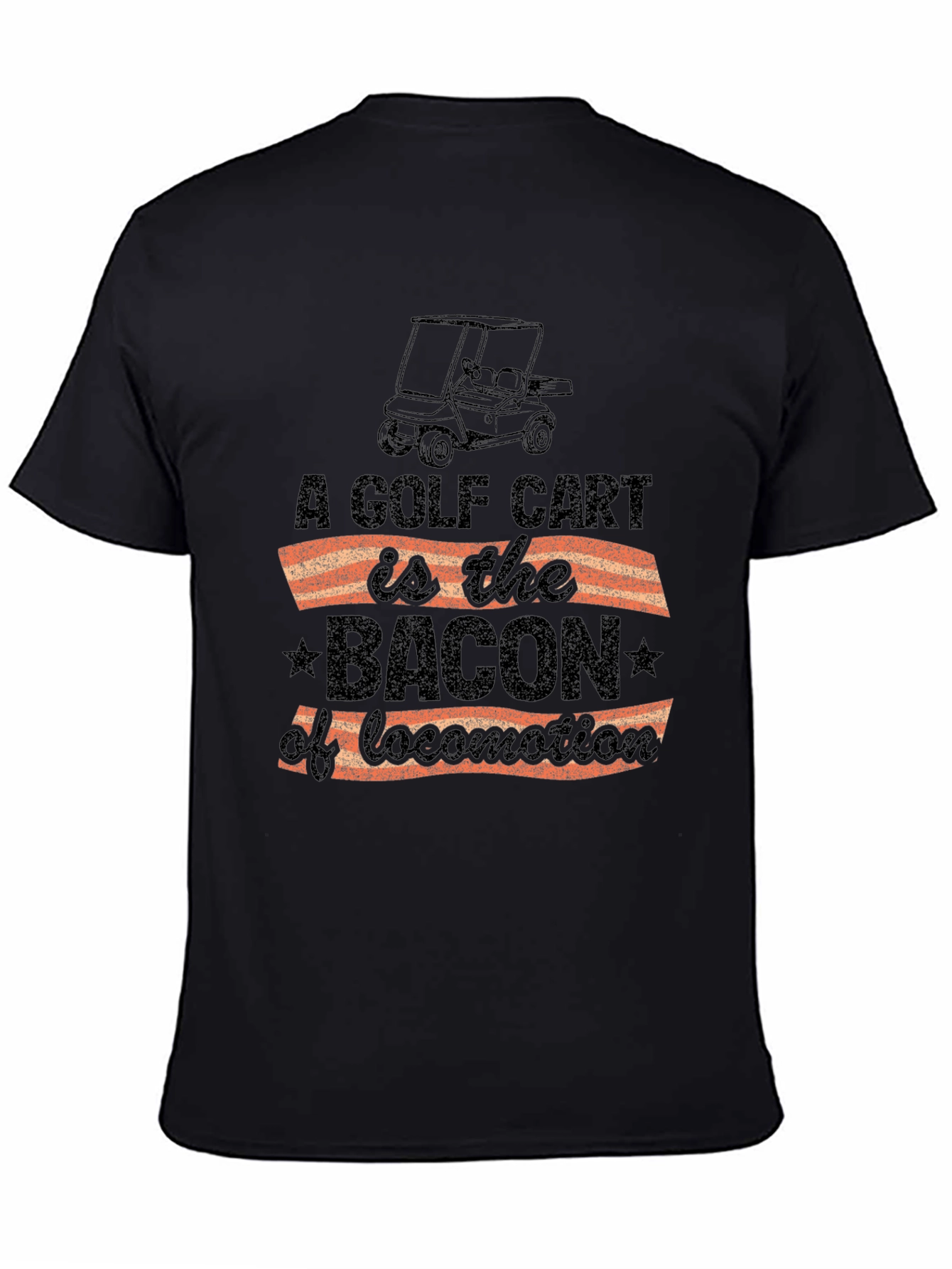 Black Golf Cart Bacon T-Shirt view 4