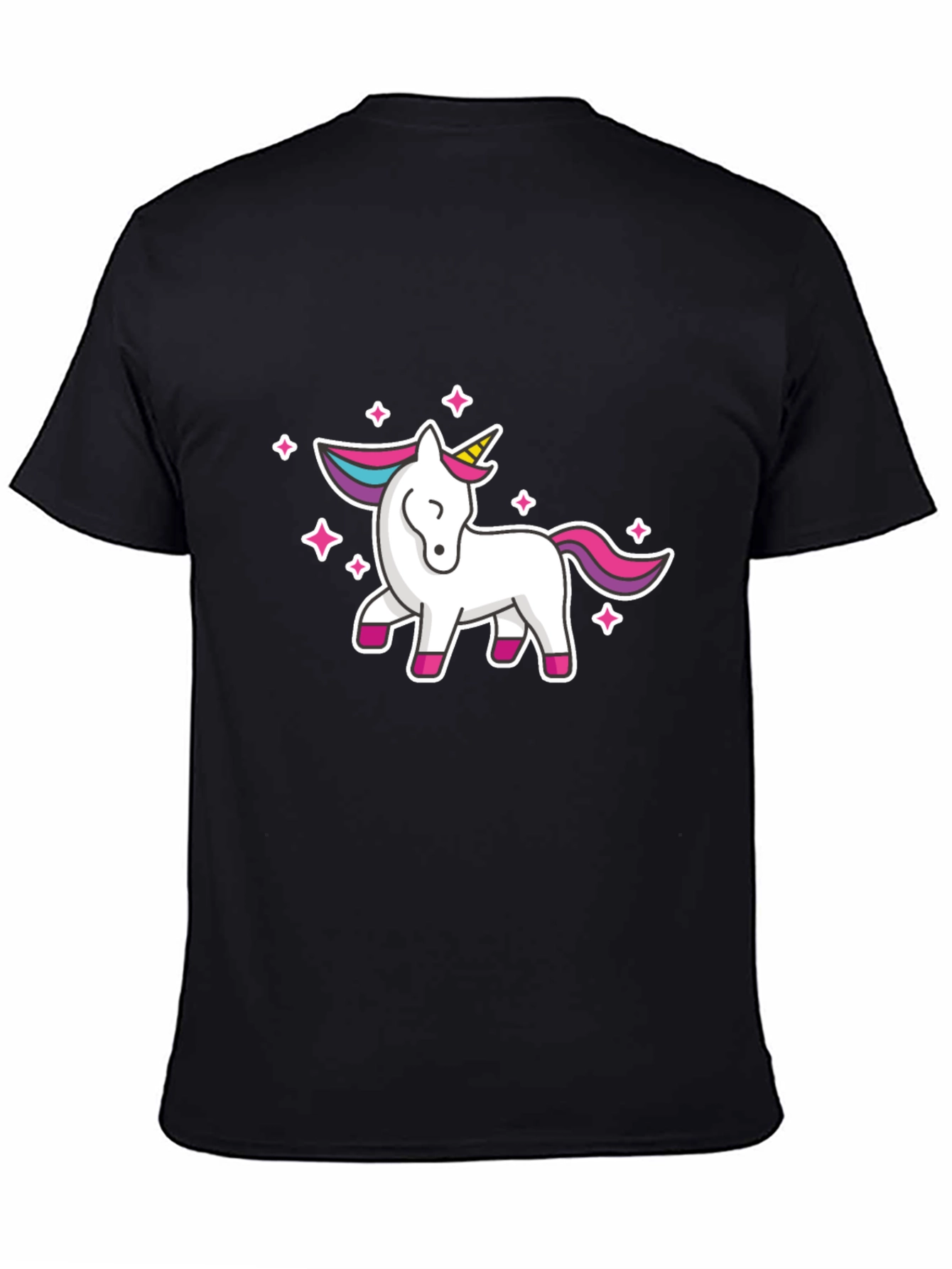 Black Unicorn Graphic Tee - Black Cotton Casual Shirt view 4