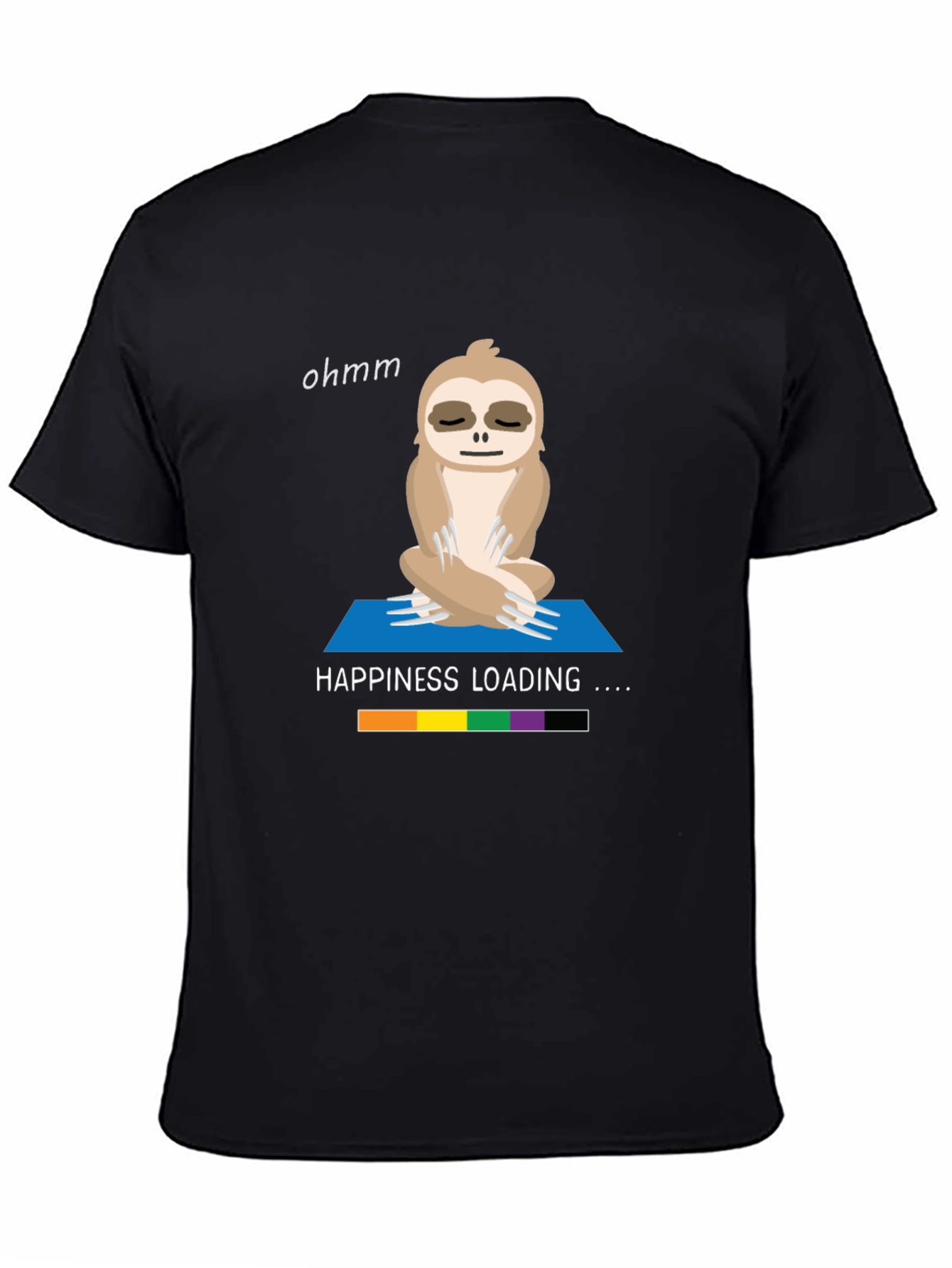 Black Yoga Sloth T-Shirt - Happiness Loading Graphic Tee view 4