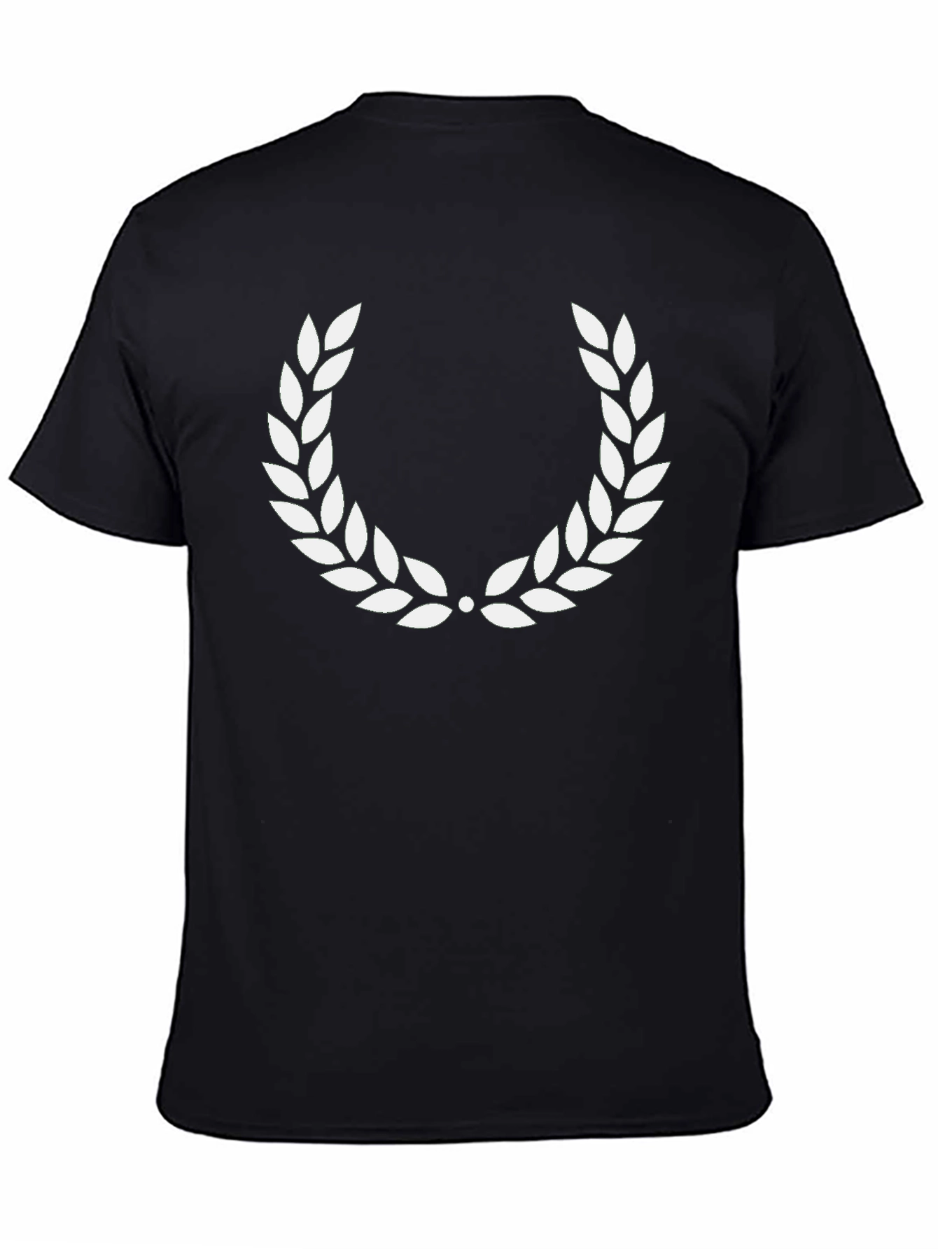 Black Black T-Shirt with White Laurel Wreath Design view 4