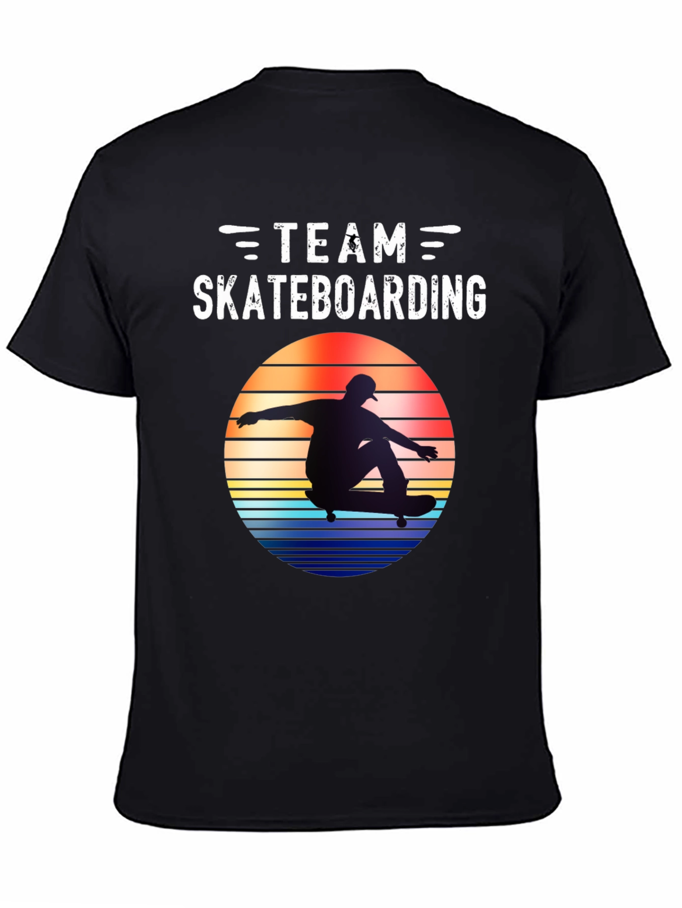 Black Team Skateboarding Graphic Tee - Retro Style view 4