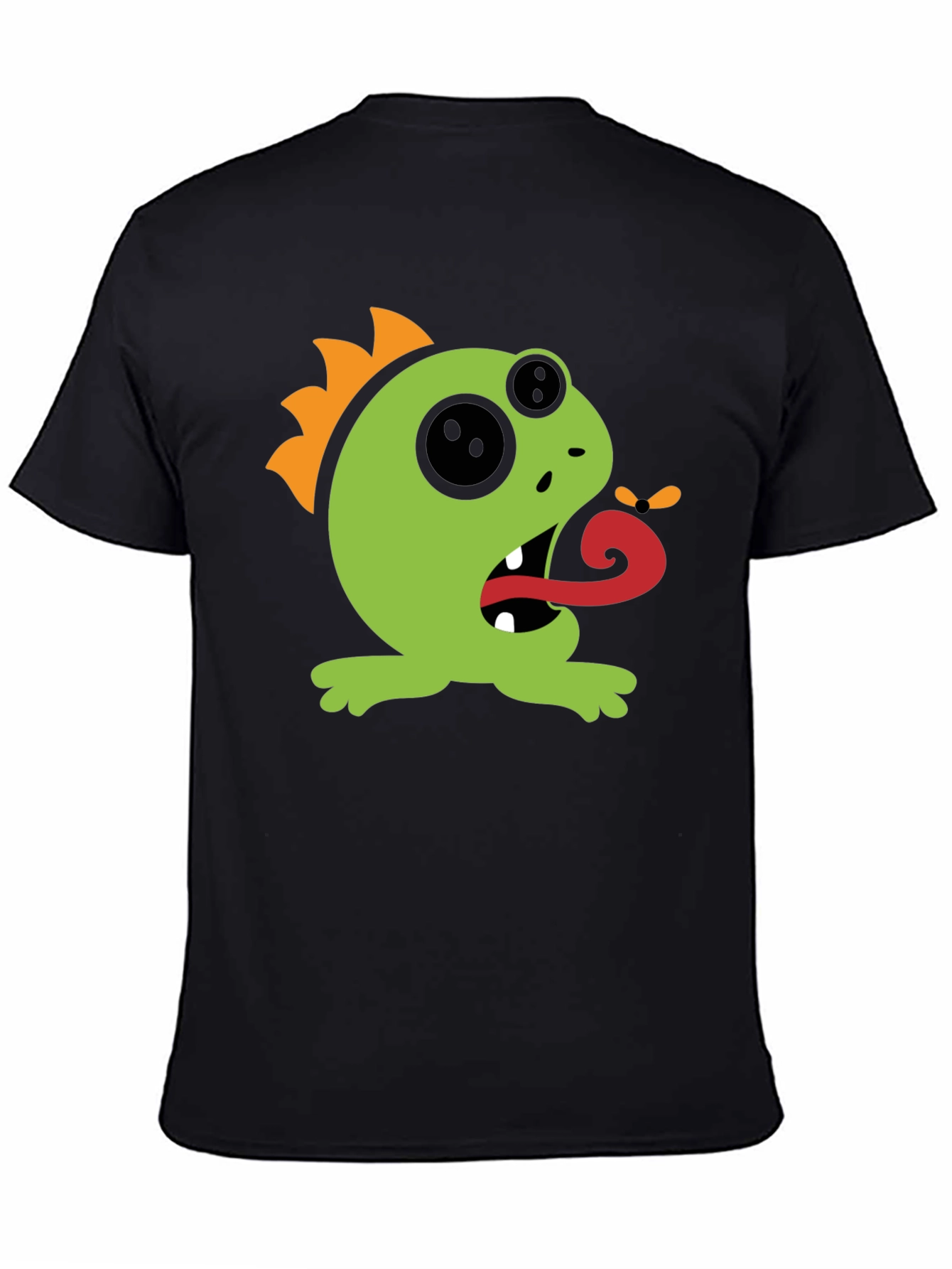 Black Monster Tongue Black T-Shirt - Fun Cartoon Graphic Tee view 4